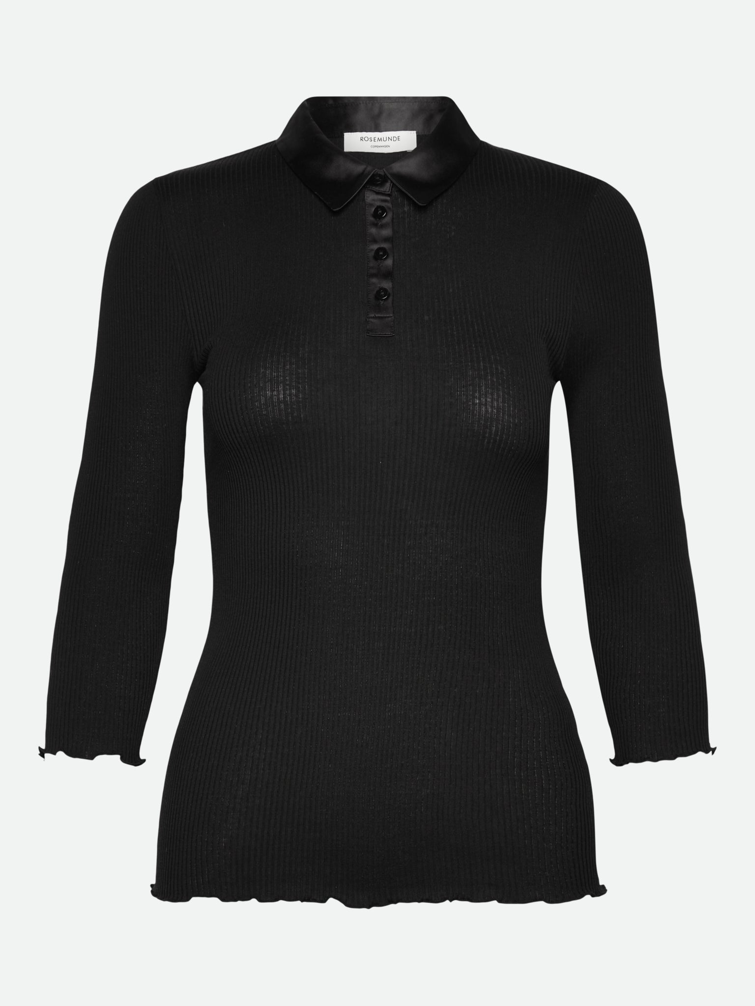 RWBeatha Silk 3/4 Sleeve Satin Polo T-shirt T-SHIRT LS Rosemunde Woman XS black