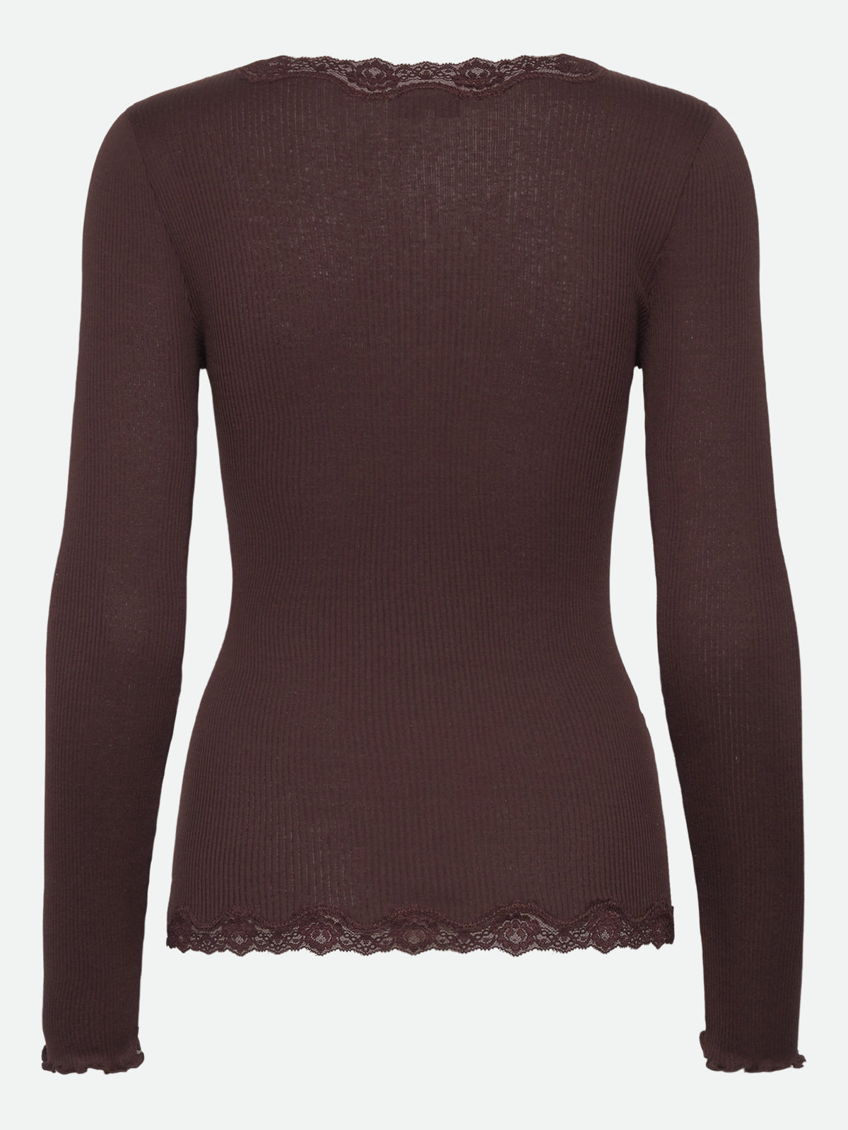 RWBabette silke-cardigan med lang erme, V-hals og blonder