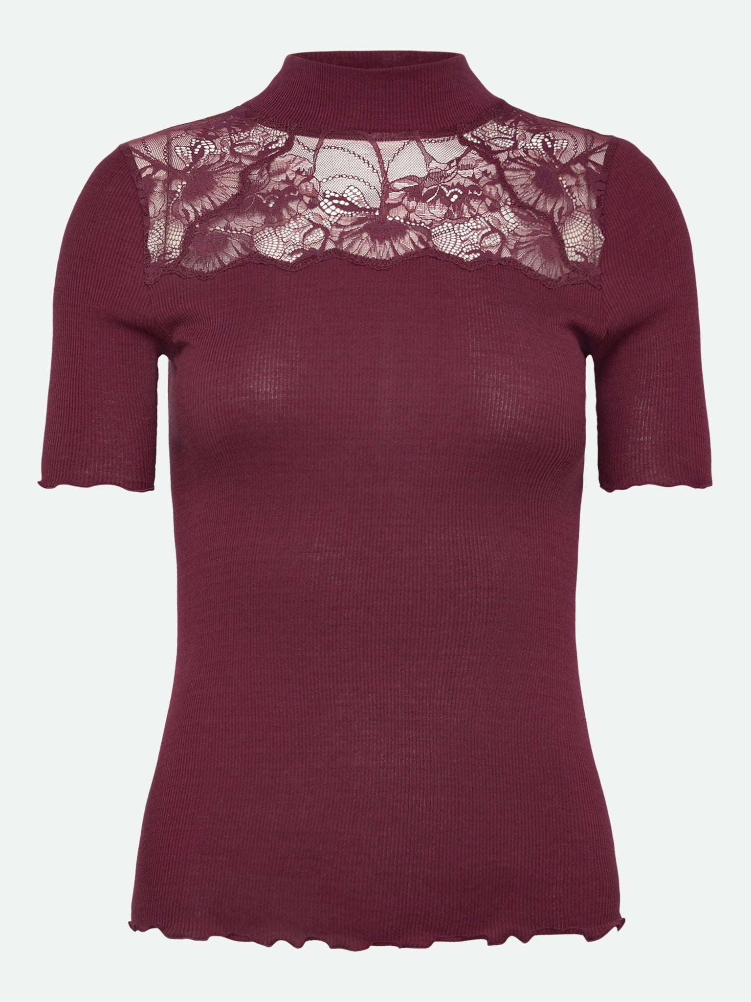 RWBernadine Organic Short Sleeve Lace T-shirt T-SHIRT SS Rosemunde Woman S Windsor wine