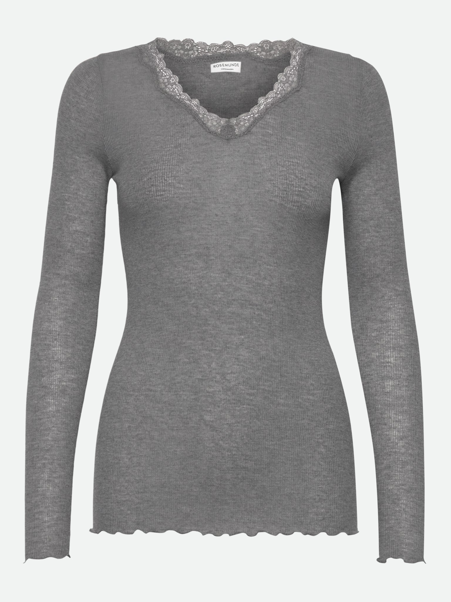 RWBurlington Wool LS V-neck Lace T-shirt T-SHIRT LS Suzhou Kingsma I/E Co., Ltd. (USD) XS dark grey melange