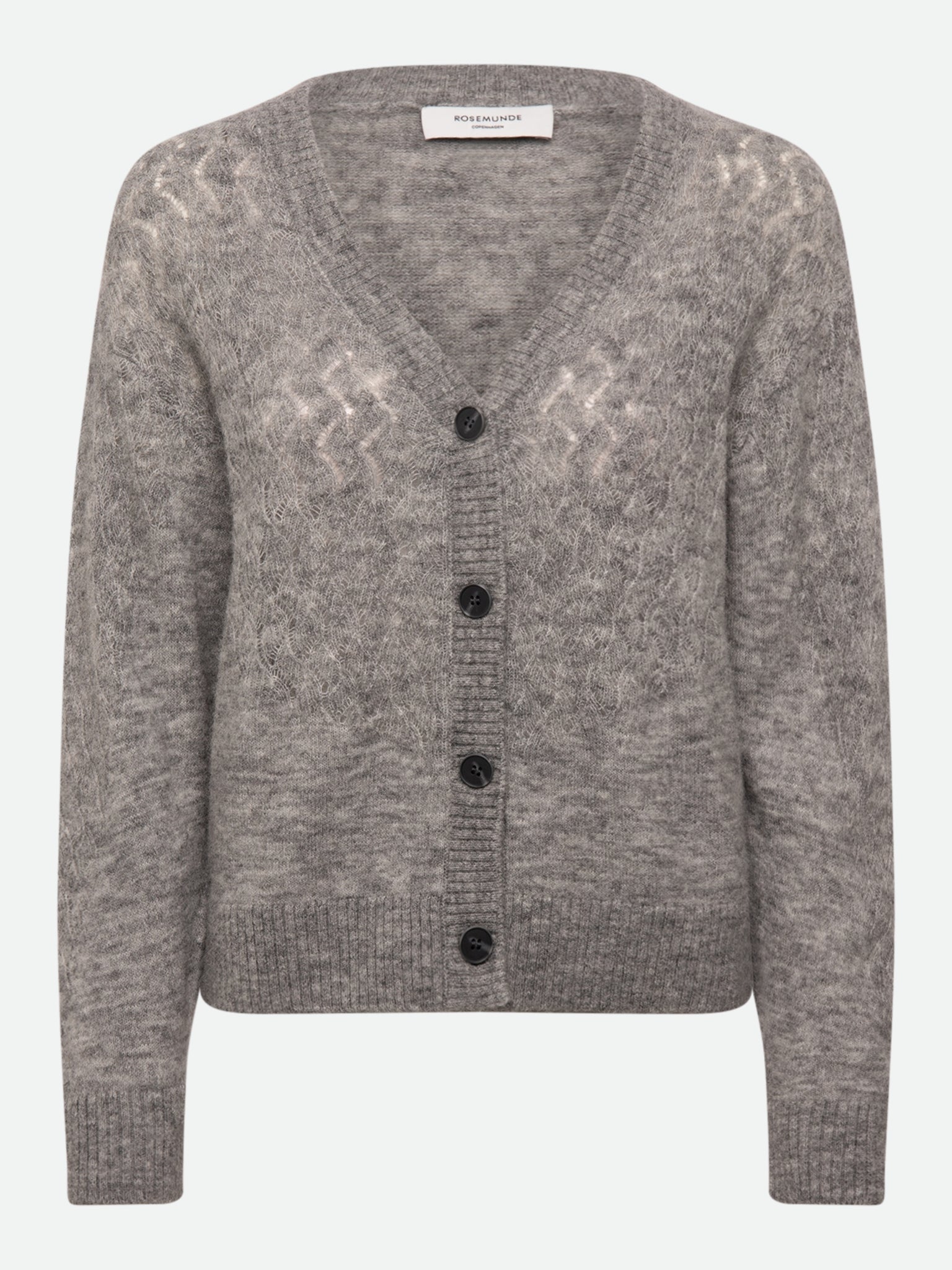RWAida Alpaca V-Neck Cardigan CARDIGAN Rosemunde Woman XS medium grey melange
