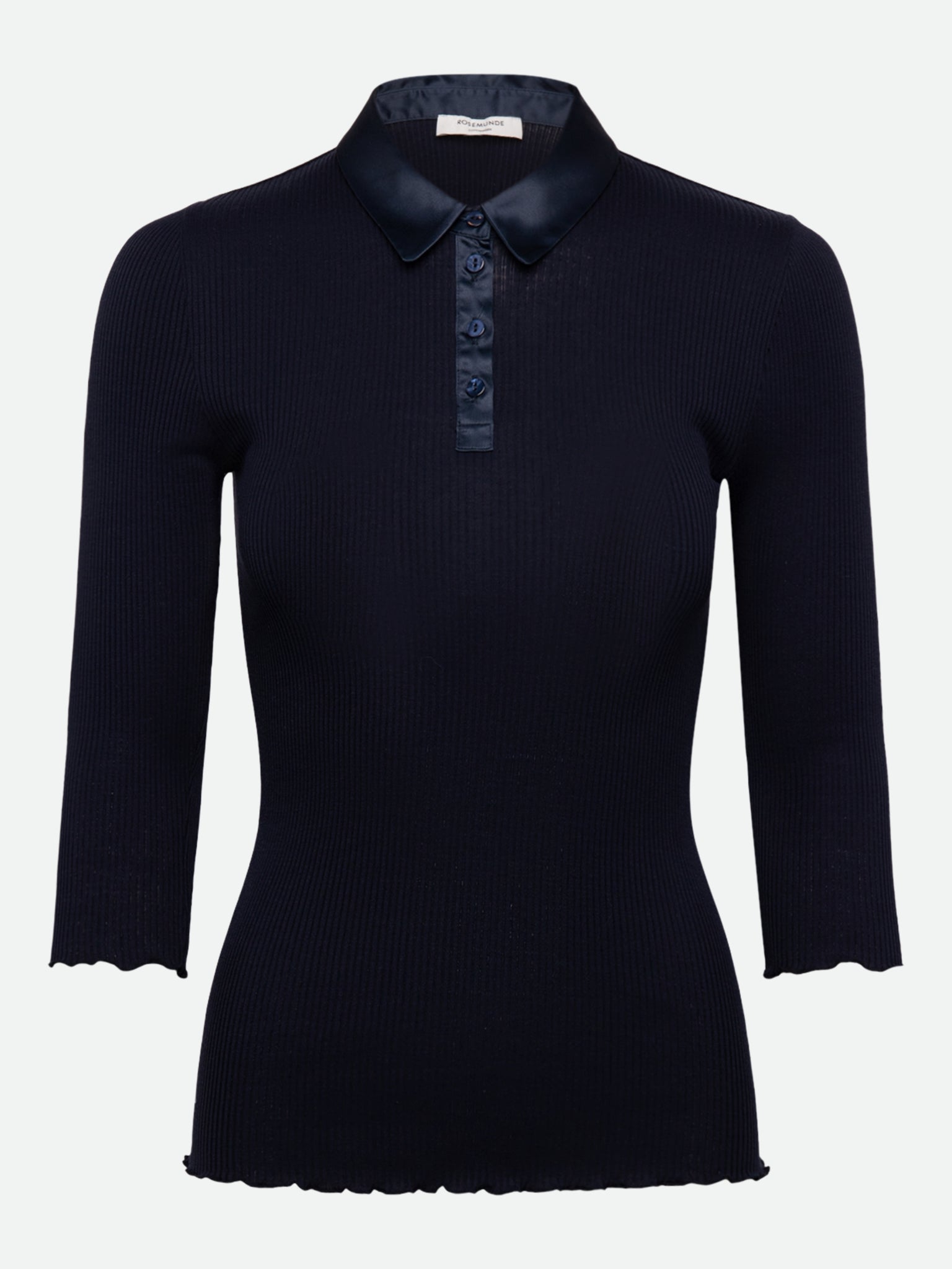RWBeatha Silk 3/4 Sleeve Satin Polo T-shirt T-SHIRT LS Rosemunde Woman XS navy