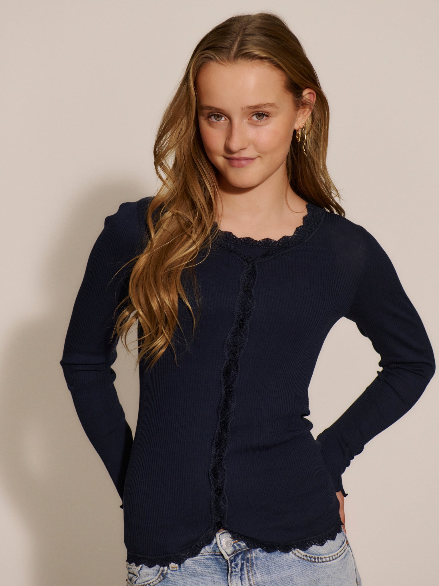 RKBalta Modal LS Lace Cardigan Cardigan Rosemunde Kids