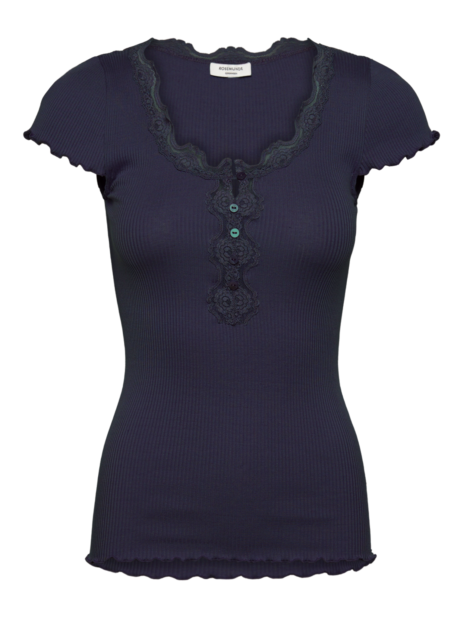 RWBeatha Silk Capsleeve Button T-shirt T-SHIRT SS Rosemunde Woman XS navy