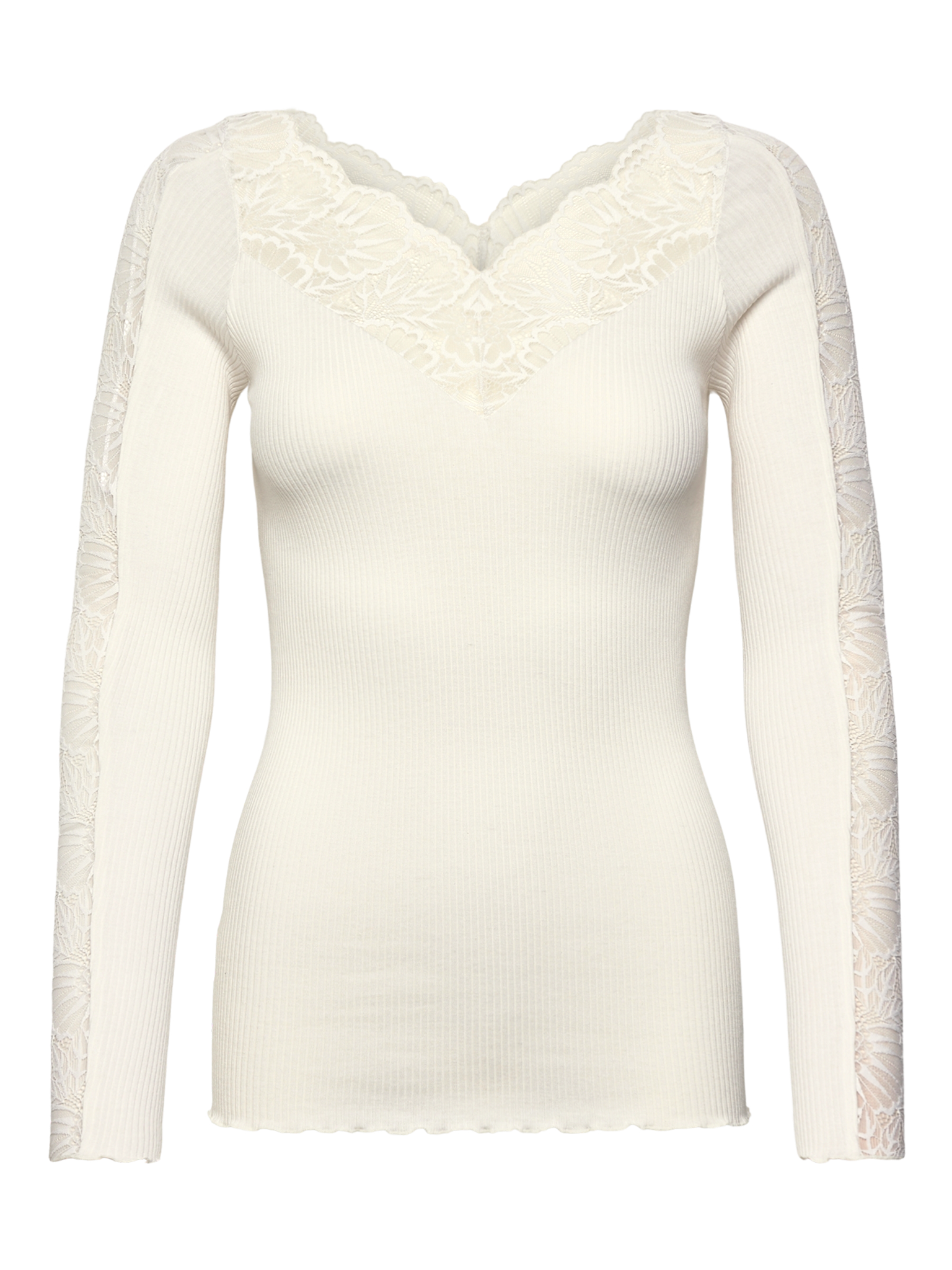 RWBeatha Silk LS Lace T-shirt T-SHIRT LS Rosemunde Woman XS ivory