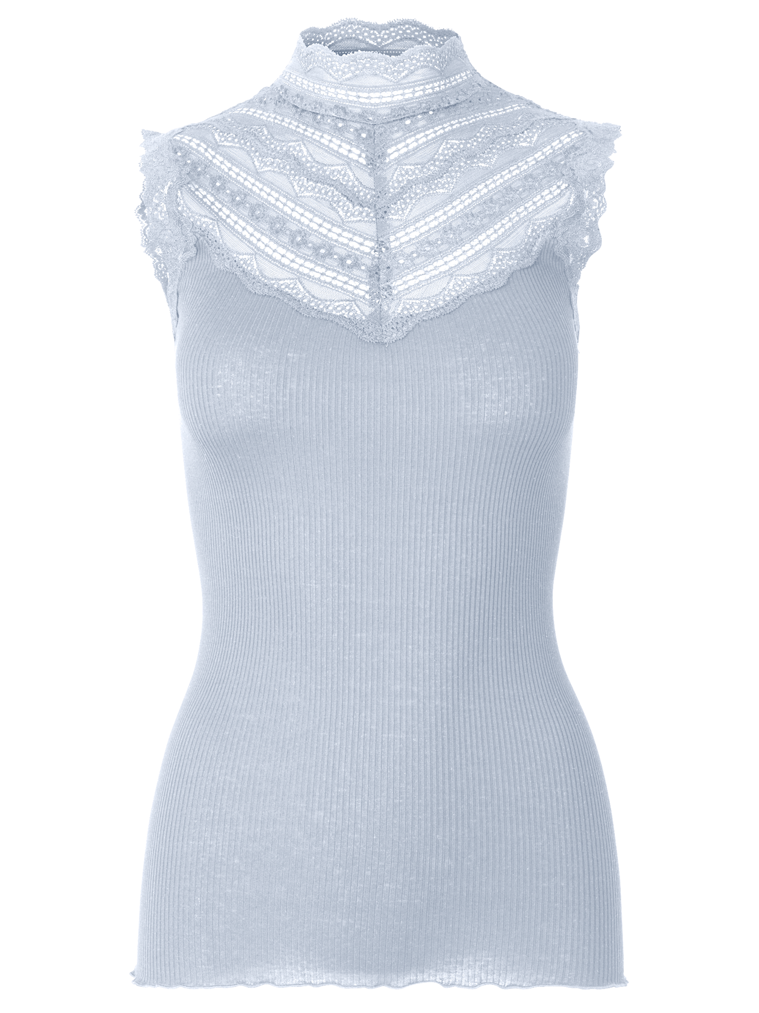 RWBenita Silk SL Turtleneck Lace Top TOP Rosemunde Woman XS nantucket blue