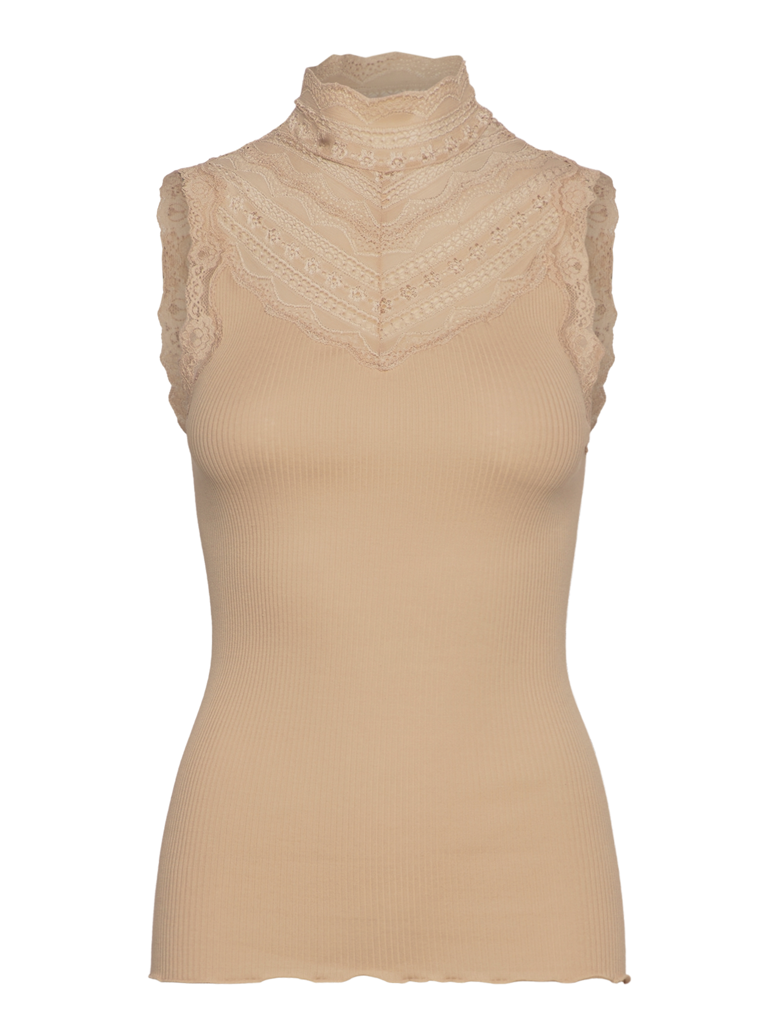 RWBenita Silk SL Turtleneck Lace Top TOP Rosemunde Woman XS safari