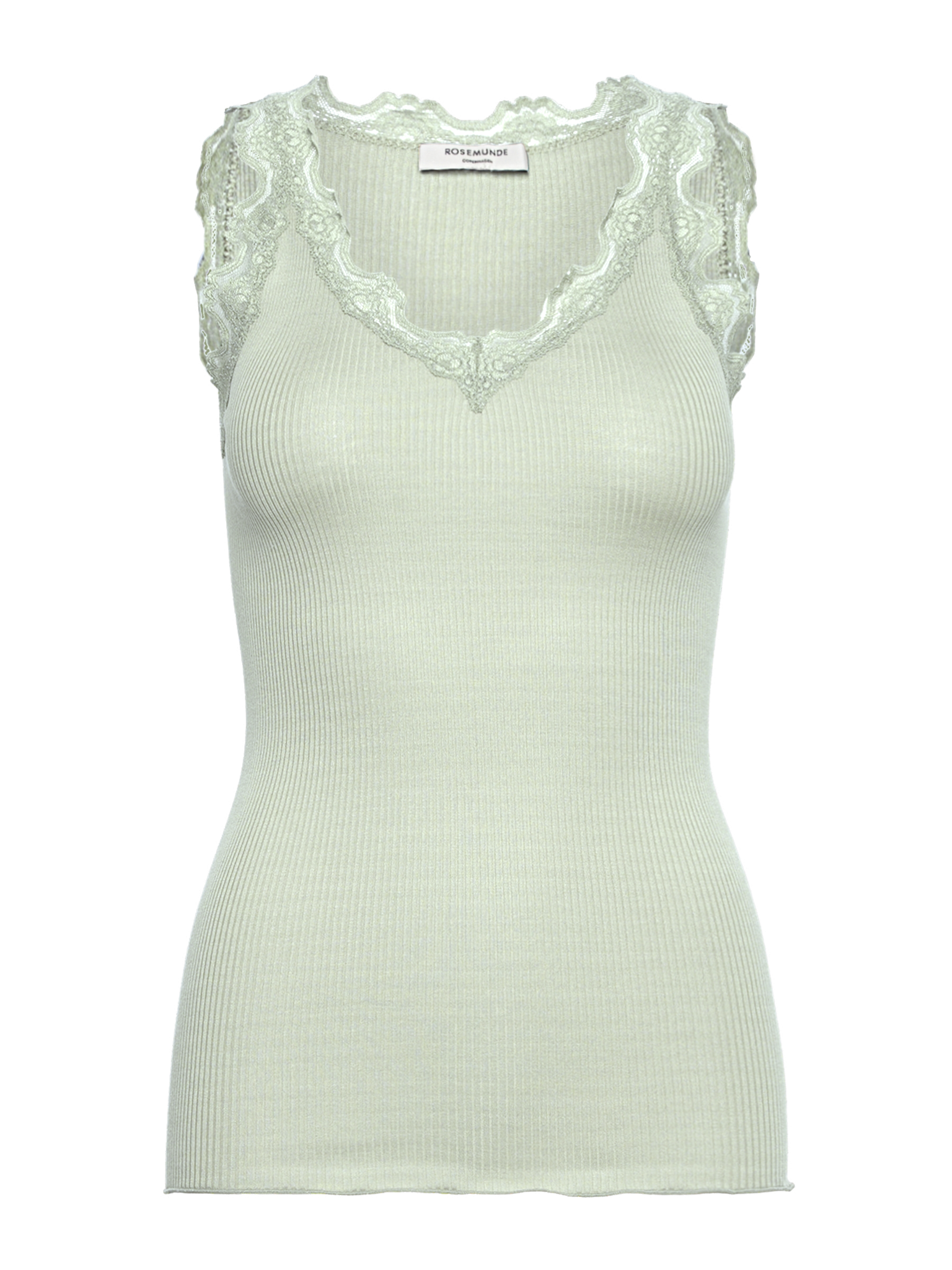 RWBeatha Silk SL V-neck Lace Top TOP Rosemunde Woman L green lily