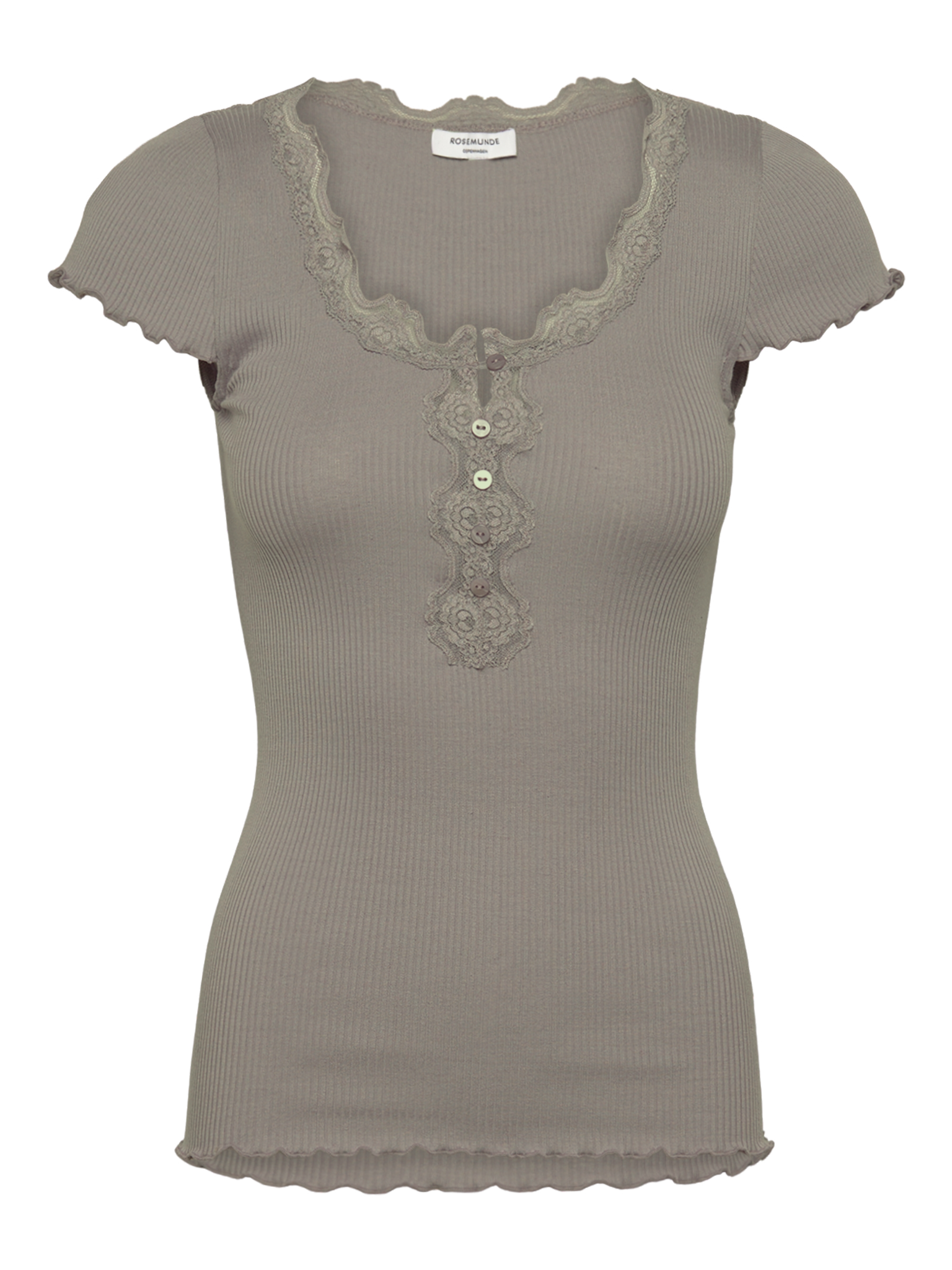 RWBeatha Silk Capsleeve Button T-shirt T-SHIRT SS Rosemunde Woman S dried sage