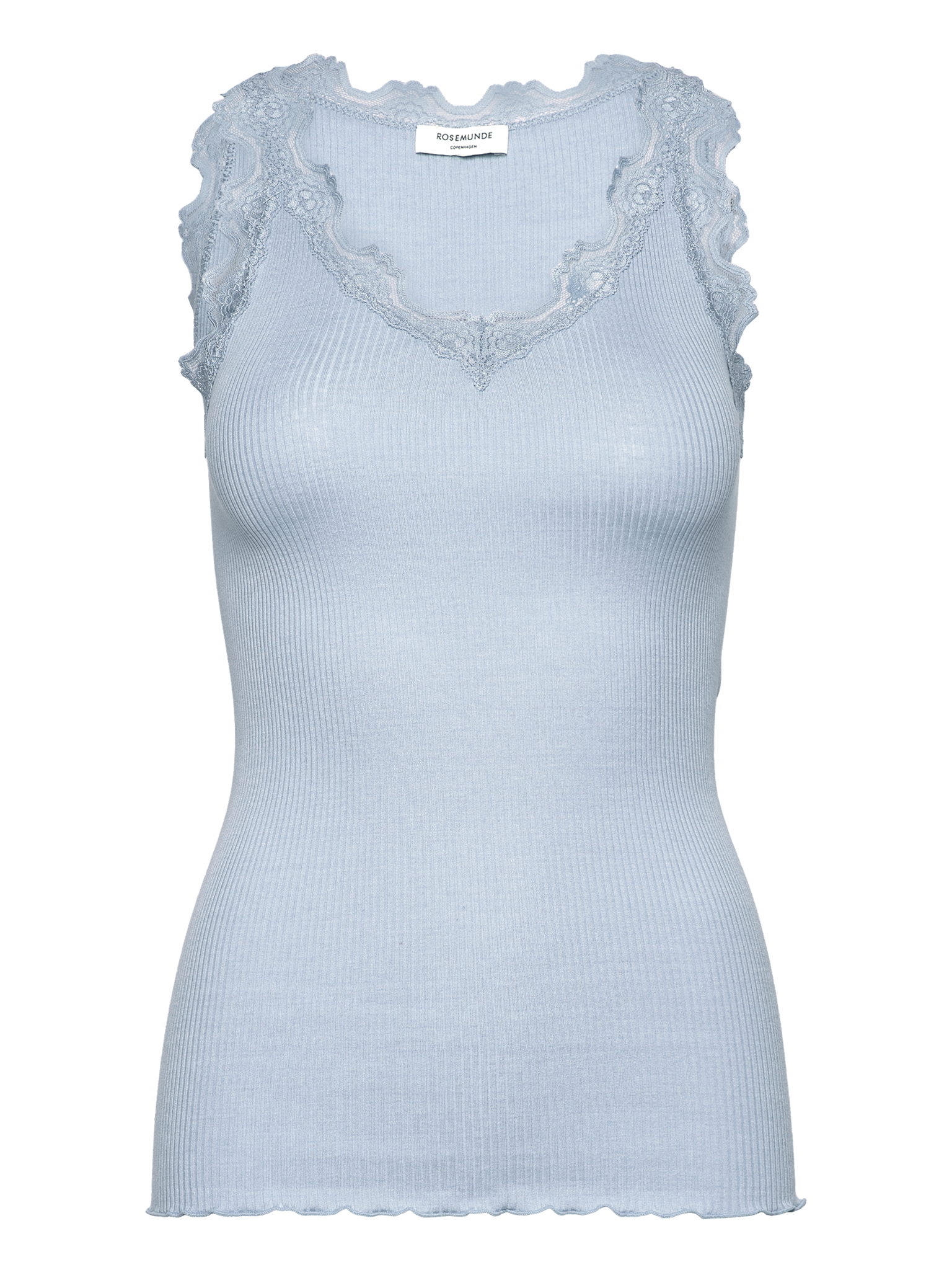 RWBeatha Silk SL V-neck Lace Top TOP Rosemunde Woman L nantucket blue