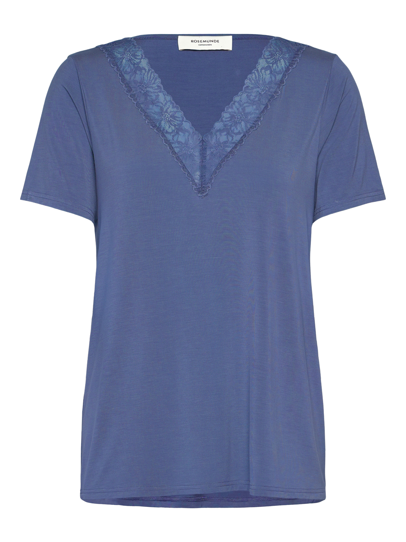 RWBiarritz V-neck Lace T-shirt T-SHIRT SS Rosemunde Woman XS dutch blue