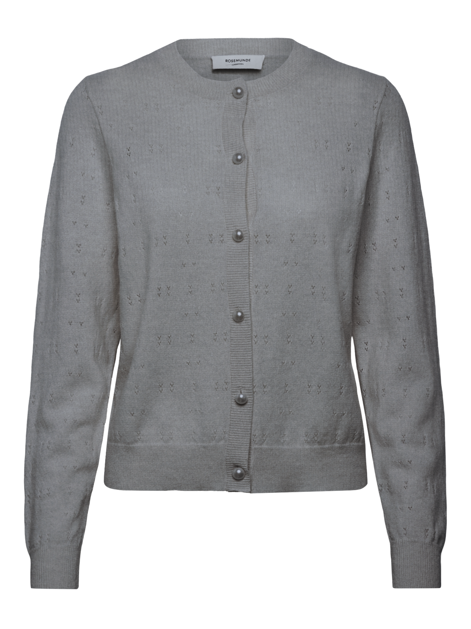 RWLaica Cashmere LS Pointelle Cardigan CARDIGAN Rosemunde Woman XS light grey melange