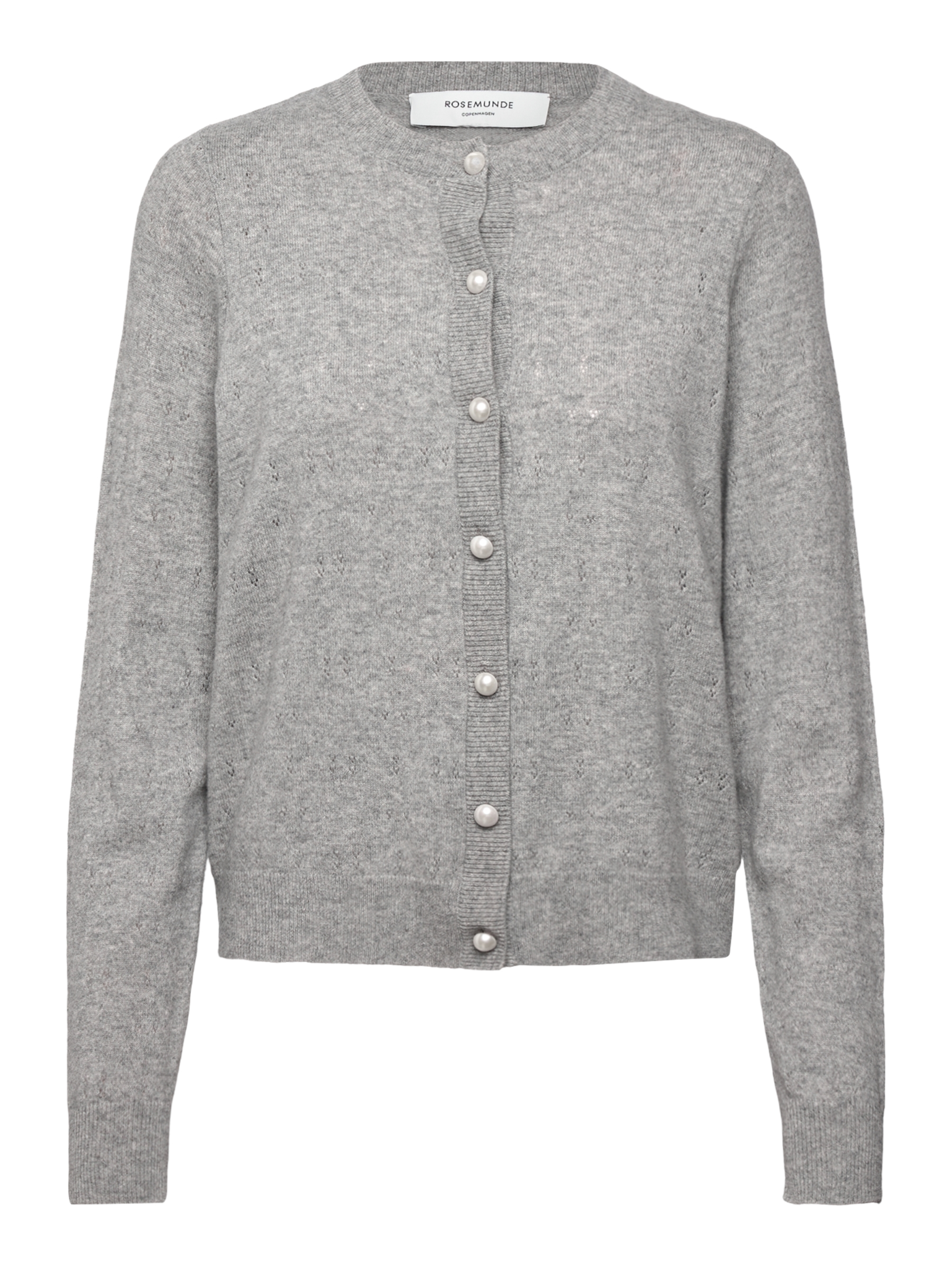RWLaica Cashmere LS Pointelle Cardigan CARDIGAN Rosemunde Woman XS light grey melange