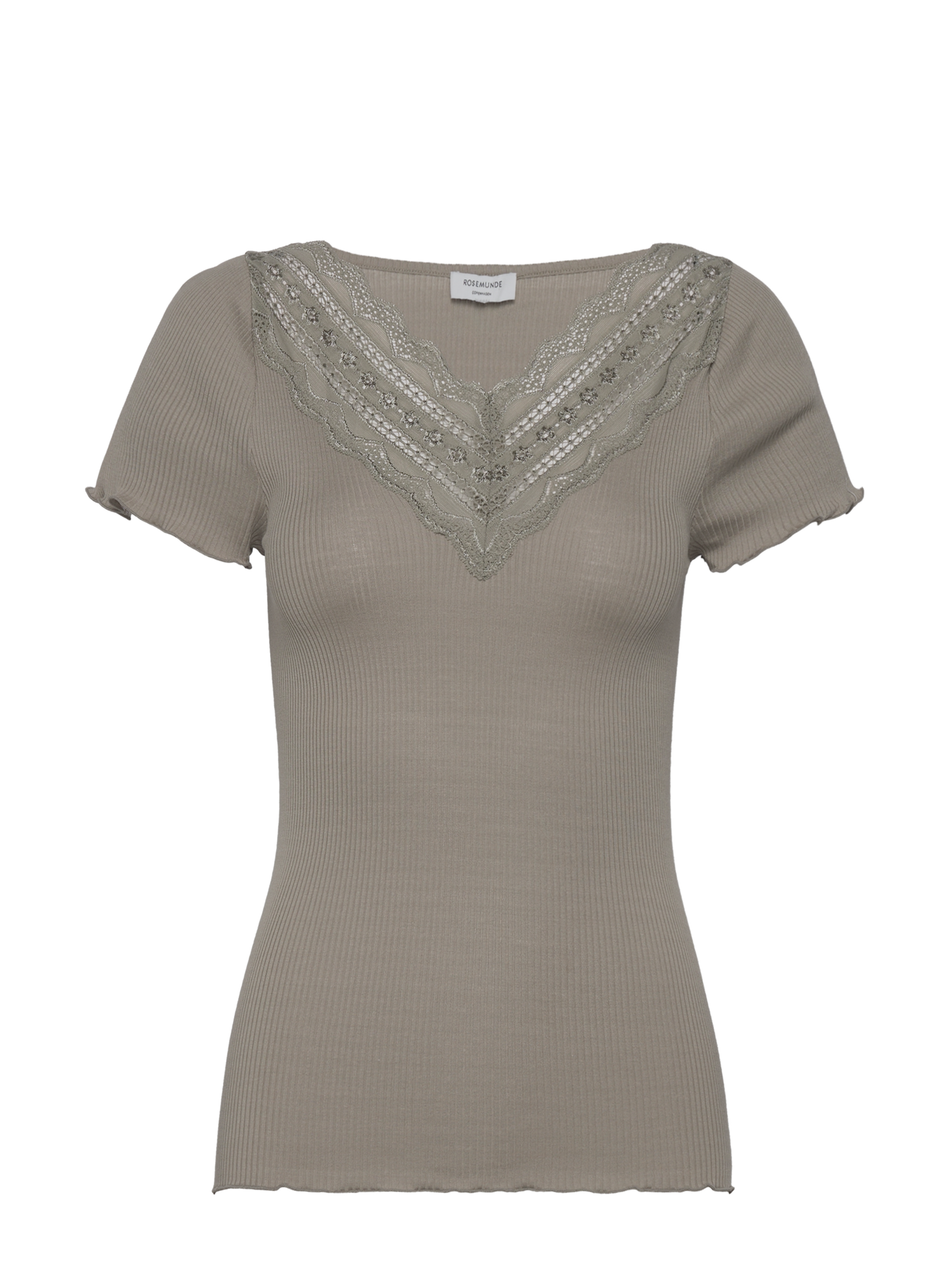 RWBenita Silk SS V-neck T-shirt T-shirt Rosemunde Woman XS dried sage