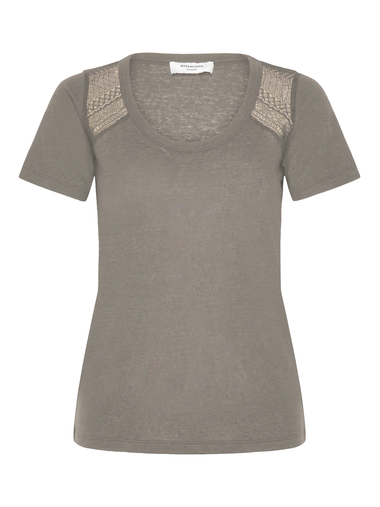 RWLaura Linen SS Lace T-shirt T-SHIRT SS Rosemunde Woman XS dried sage