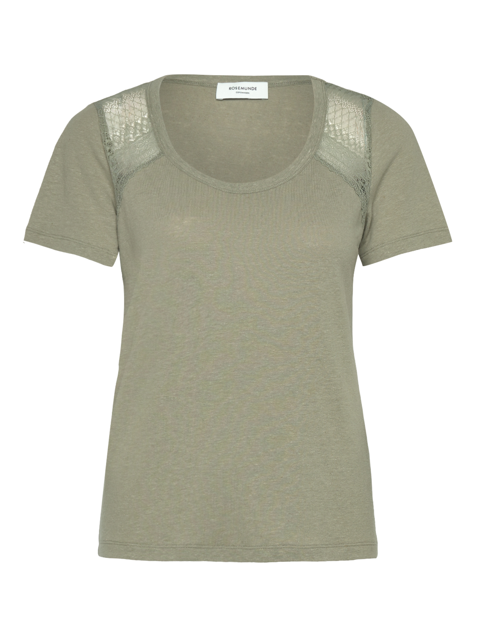 RWLaura Linen SS Lace T-shirt T-SHIRT SS Rosemunde Woman XS dried sage