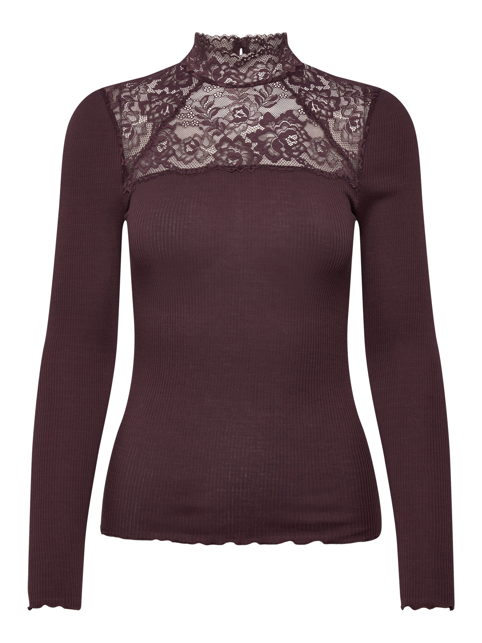 RMWBalta Modal Long sleeve Lace T-neck T-shirt T-SHIRT LS Rosemunde Woman XS fudge