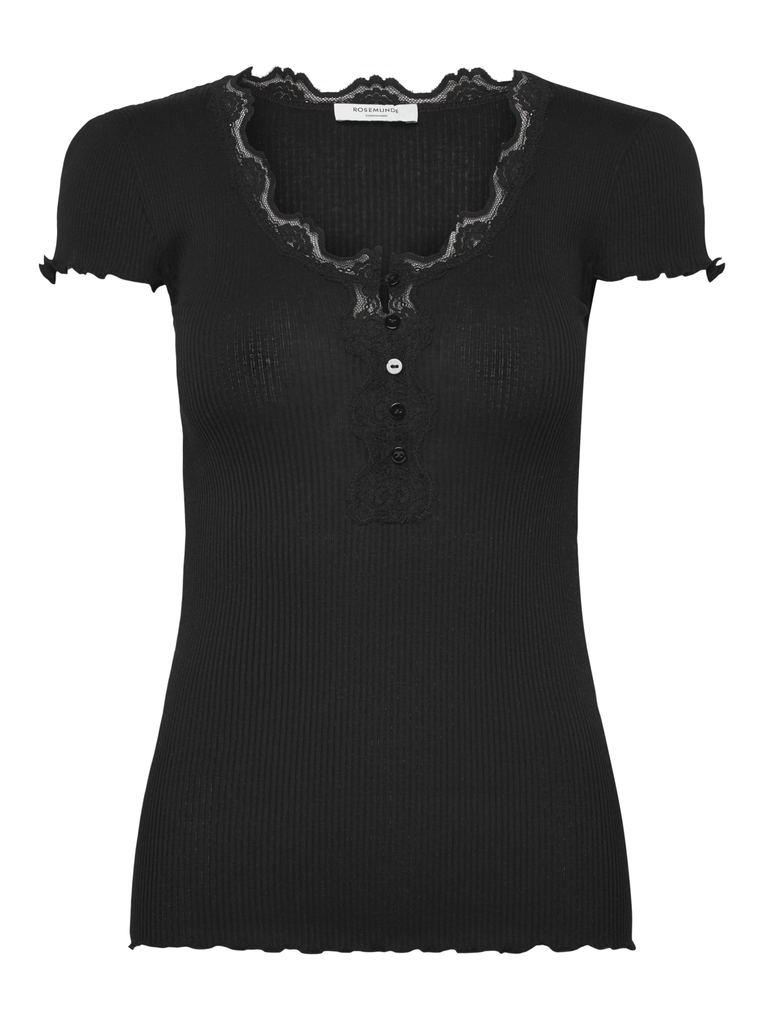 RWBeatha Silk Capsleeve Button T-shirt T-SHIRT SS Rosemunde Woman XS black
