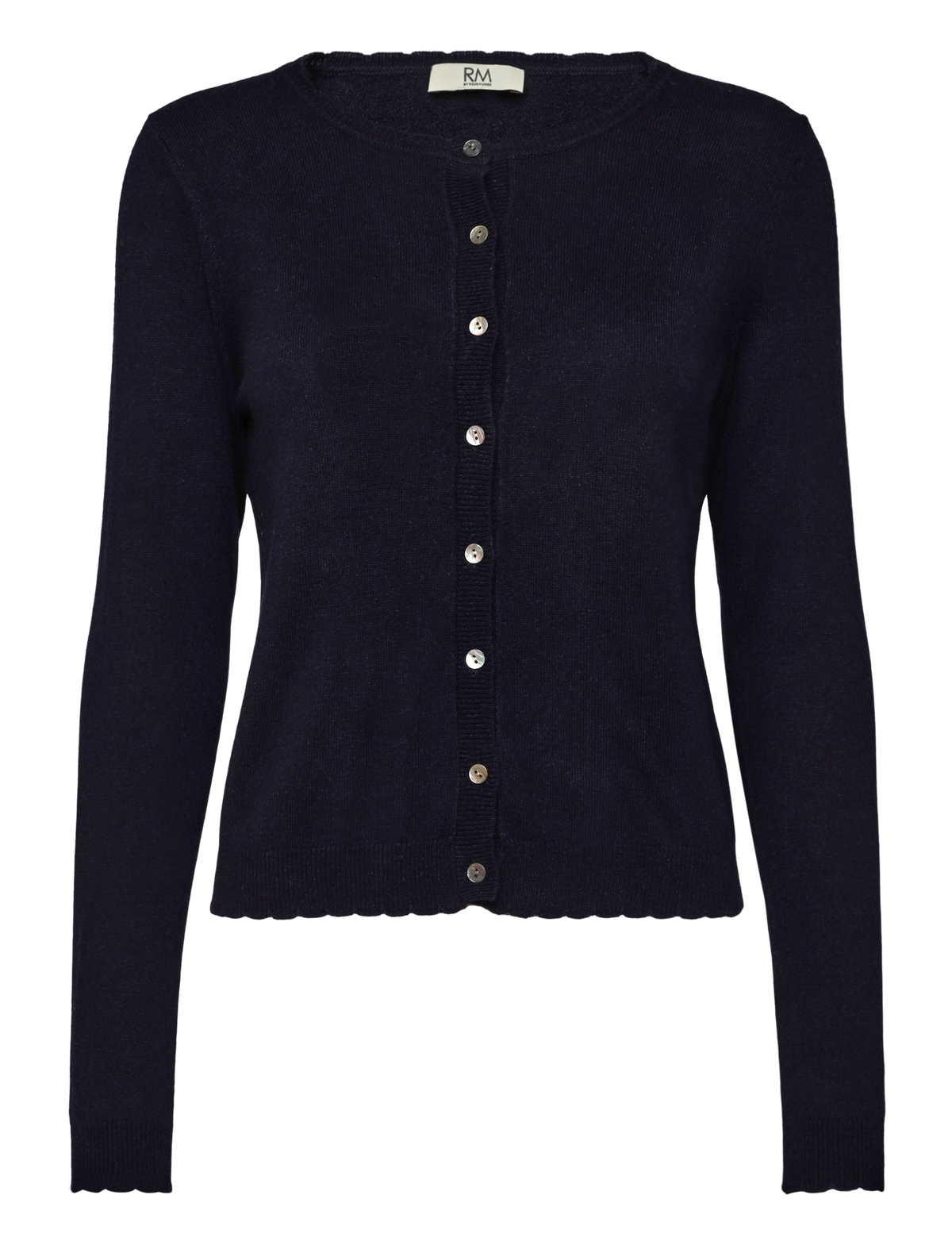 RMWSofia Wool Long Sleeve Scallop Edge Short Cardigan CARDIGAN Rosemunde Woman XS navy