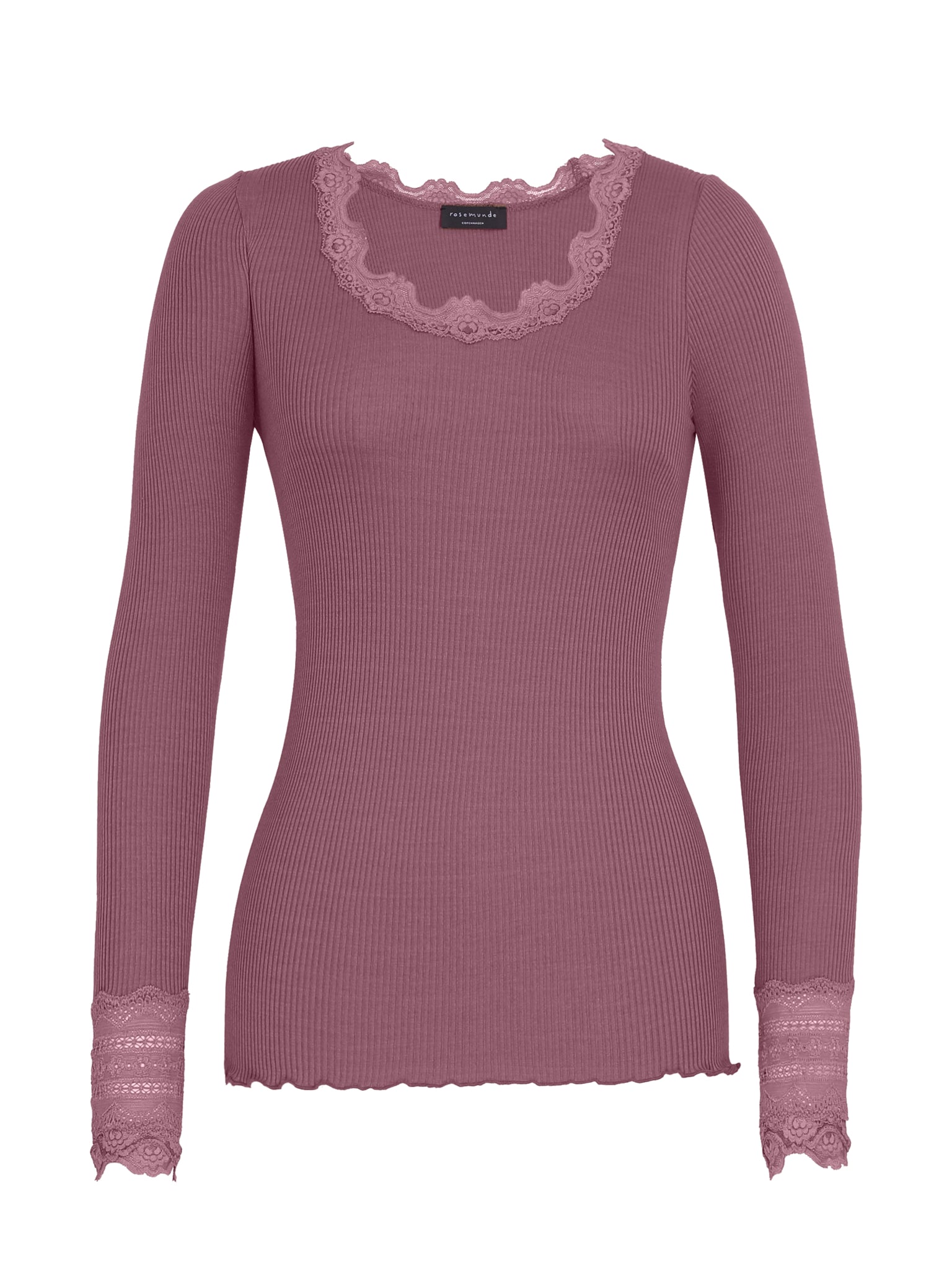 RWBenita Silk Long Sleeve O-neck Lace T-shirt