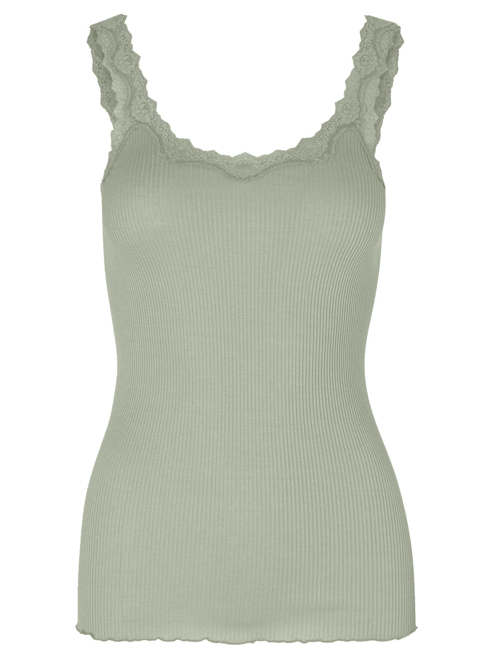 RWBabette Silke SL-top med dyp rygg og blonder