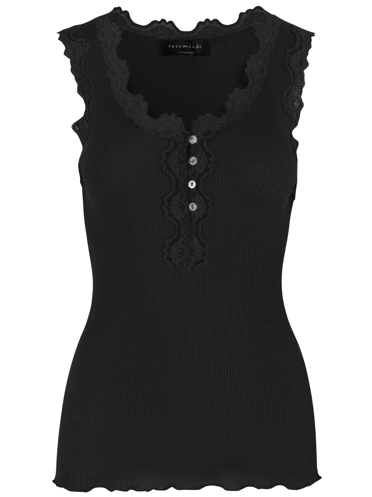 Silk top with button & lace