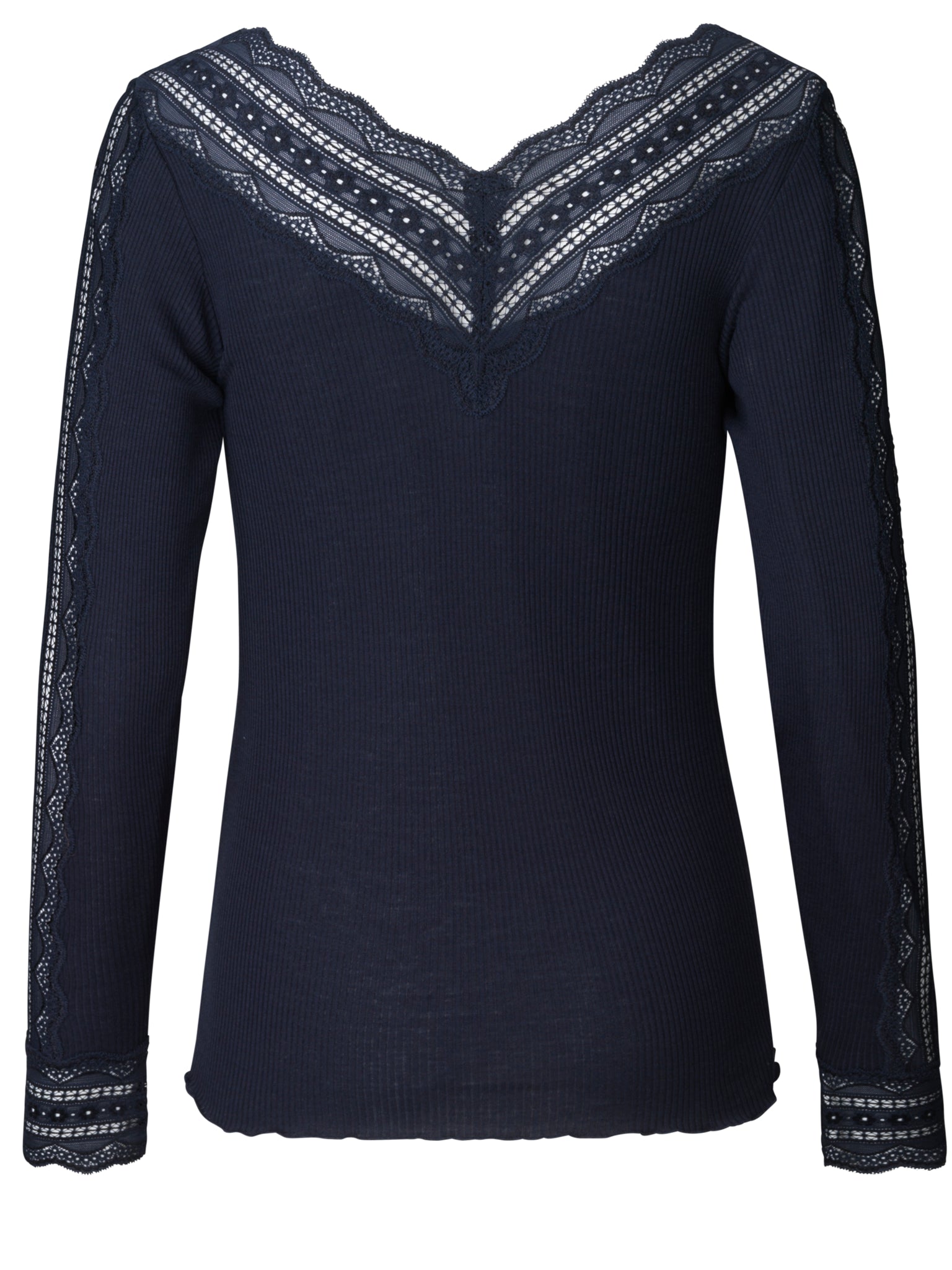 RWBenita Silk Long Sleeve T-neck Lace T-Shirt T-SHIRT LS Rosemunde Woman