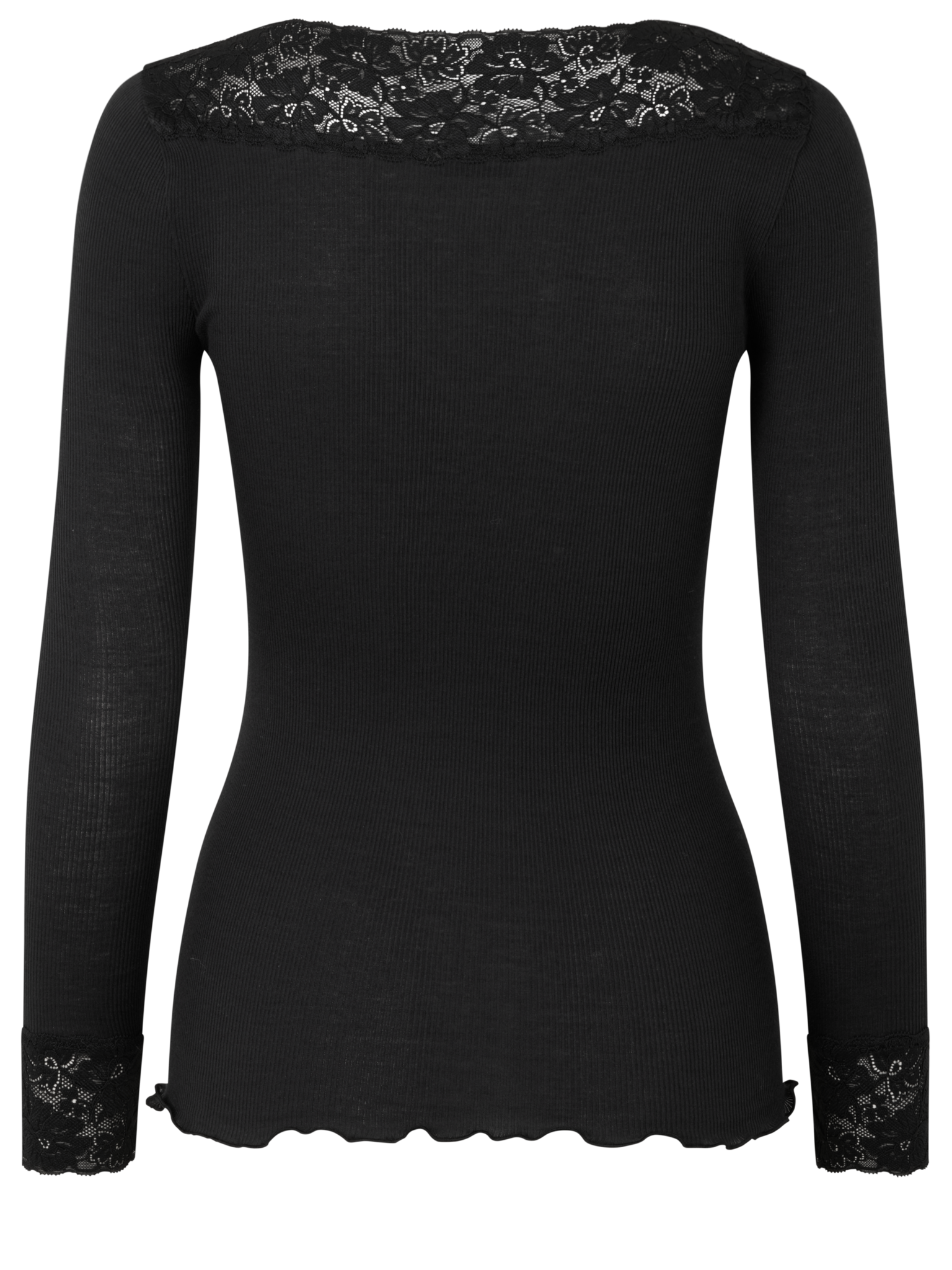 RWBernadine Organic LS V-neck Lace T-shirt T-SHIRT LS Rosemunde Woman