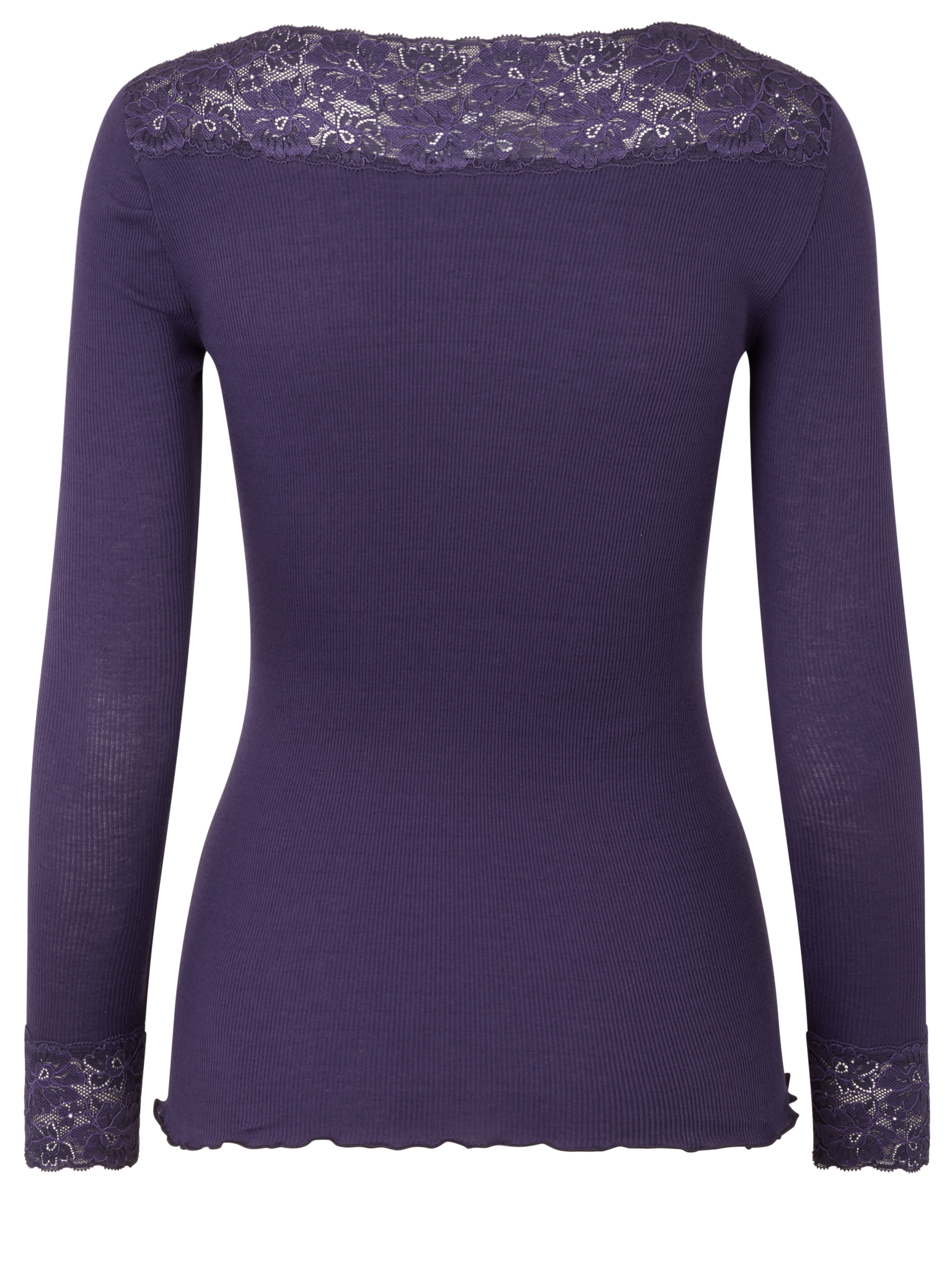 RWBernadine Organic LS V-neck Lace T-shirt T-SHIRT LS Rosemunde Woman