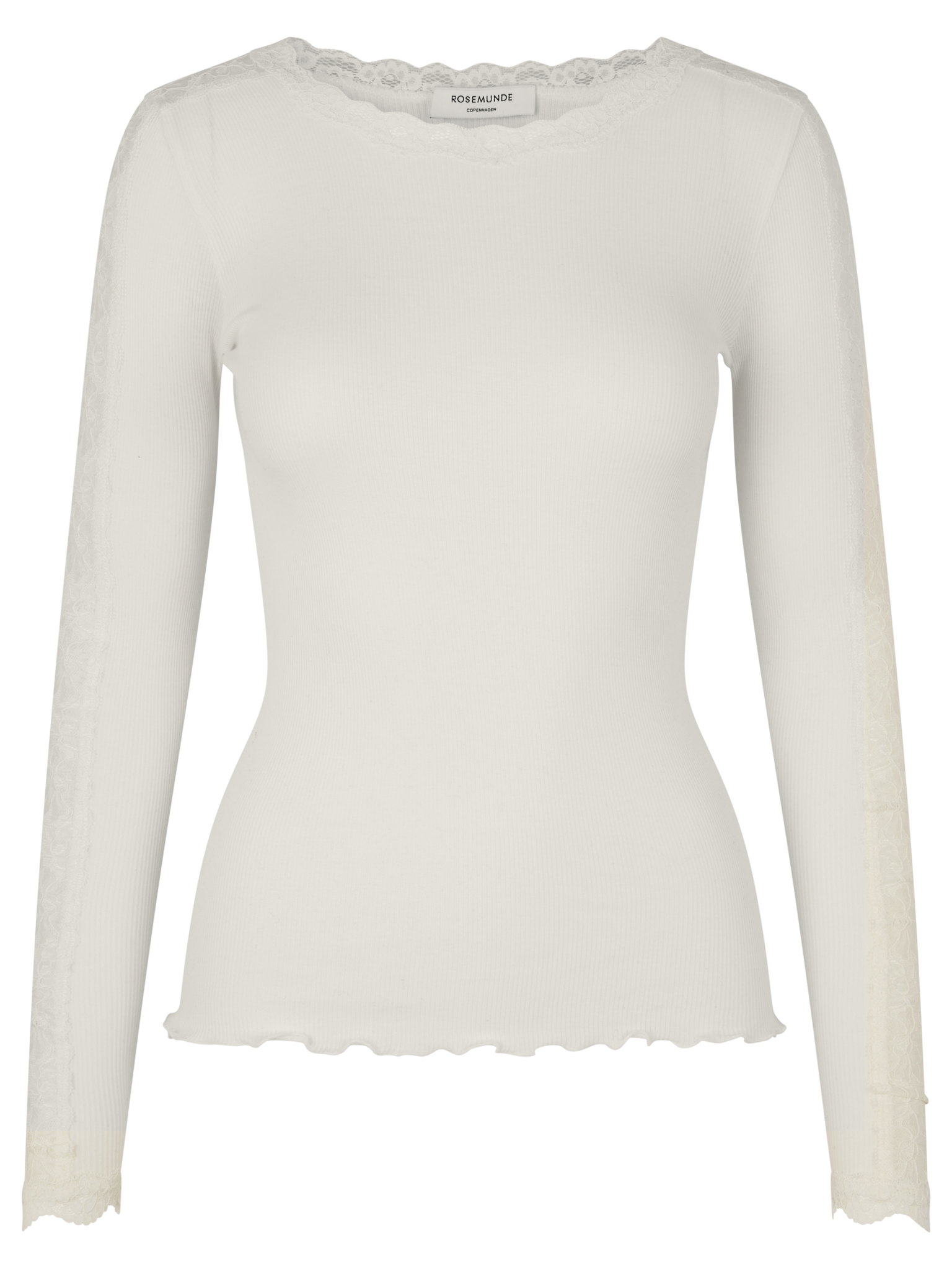 RWBernadine Organic Long Sleeve O-neck Lace T-shirt T-SHIRT LS Rosemunde Woman XS ivory