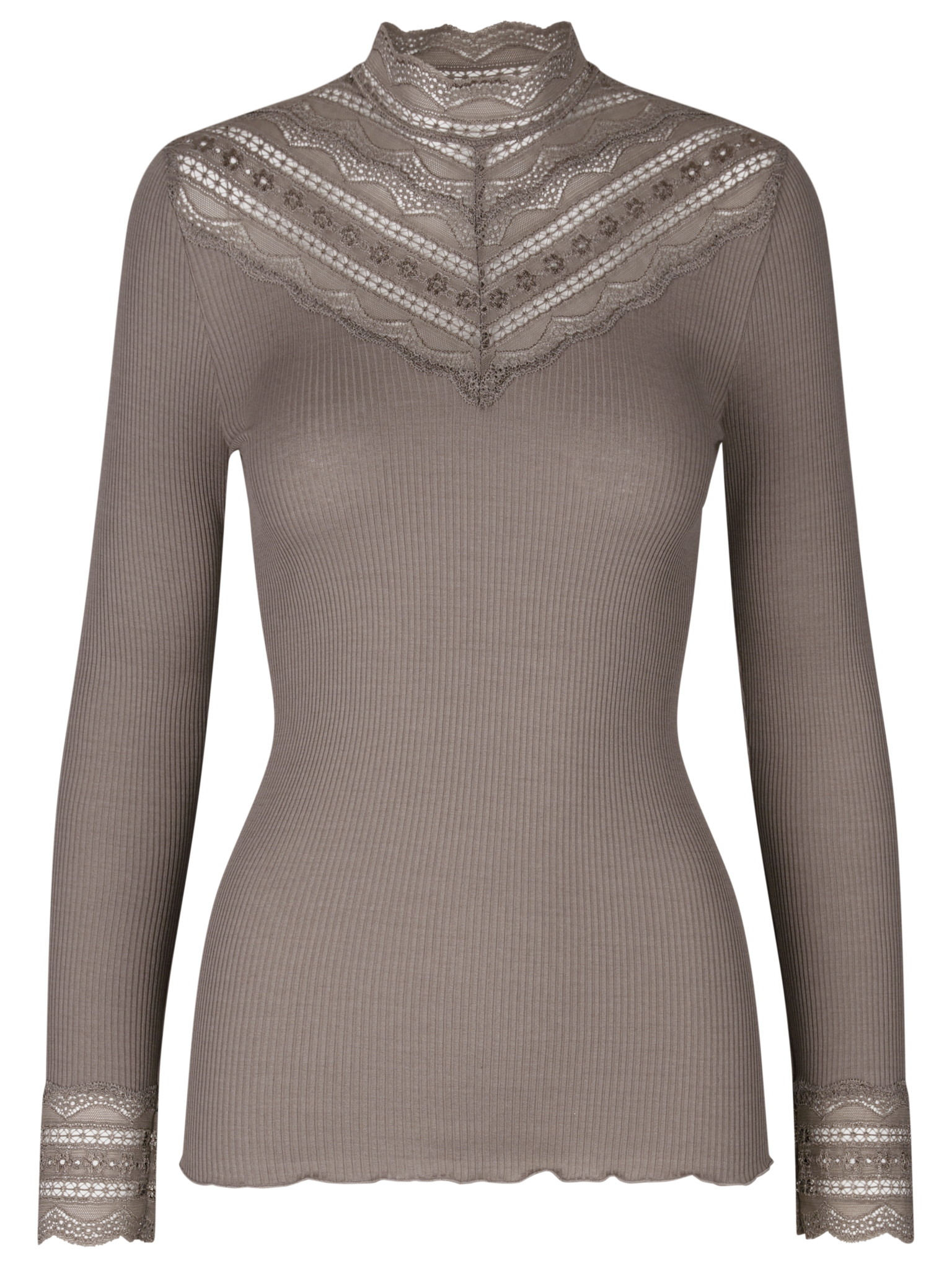 RWBenita Silk LS Lace T-neck T-shirt T-SHIRT LS Rosemunde Woman S falcon