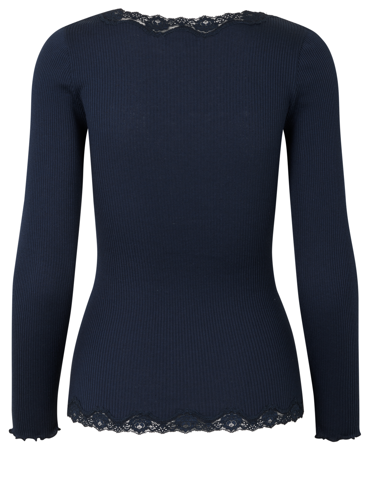 RWBabette silke-cardigan med lang erme, V-hals og blonder