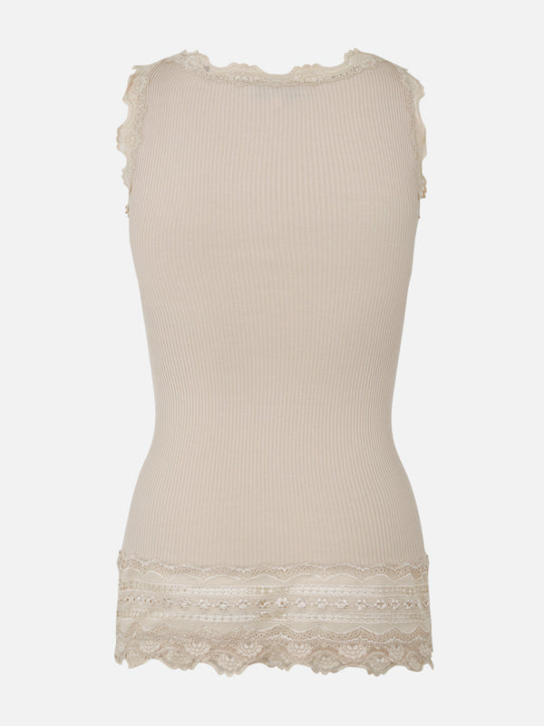 Long silk top with vintage lace
