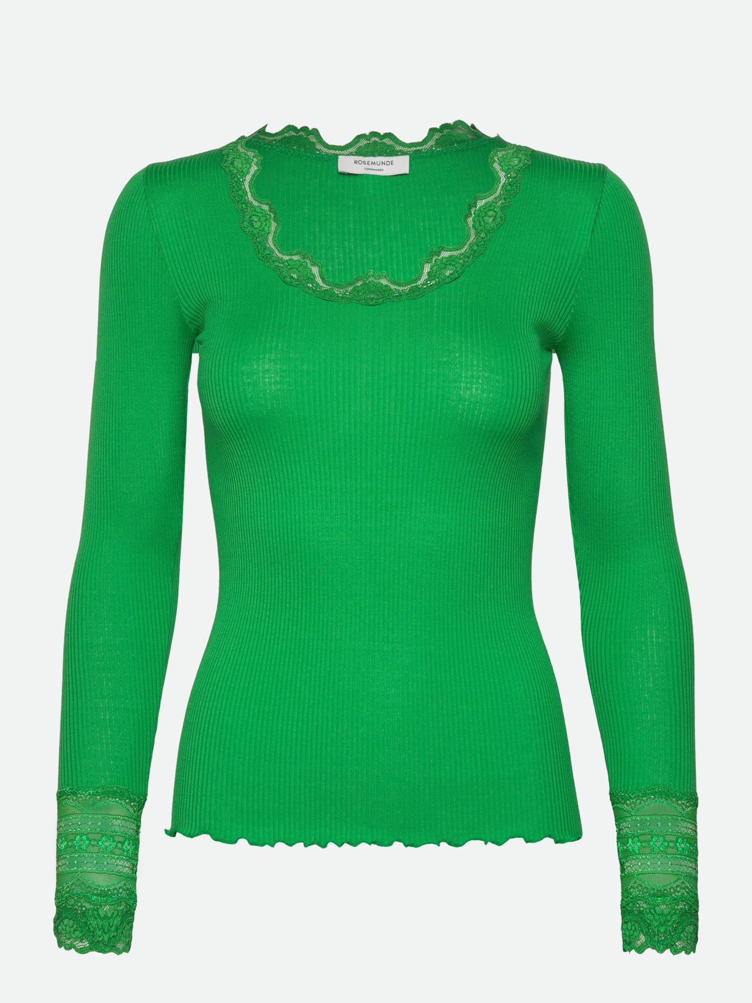 RWBenita Silk Long Sleeve O-neck Lace T-shirt