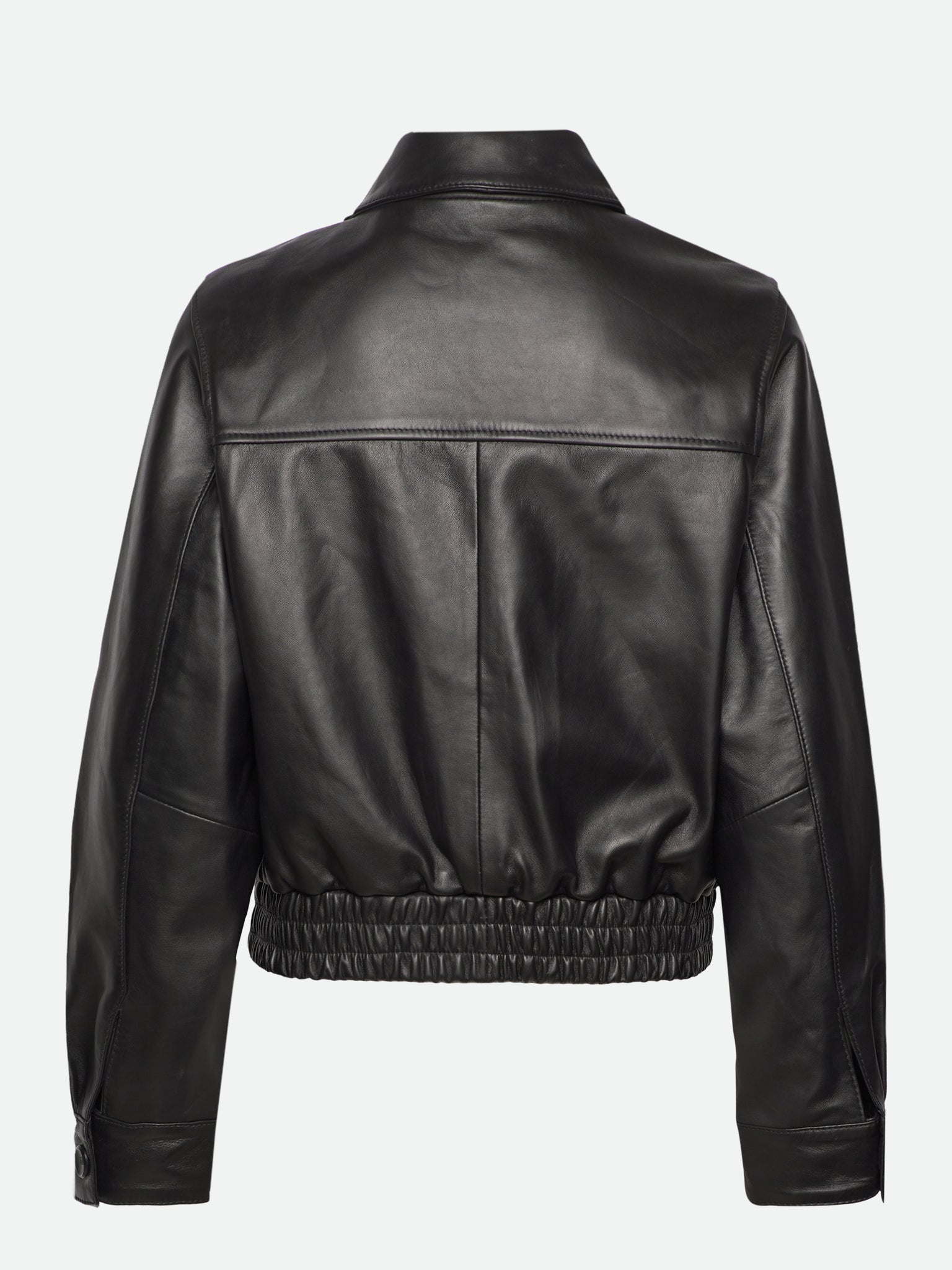 Leather bomber jacket