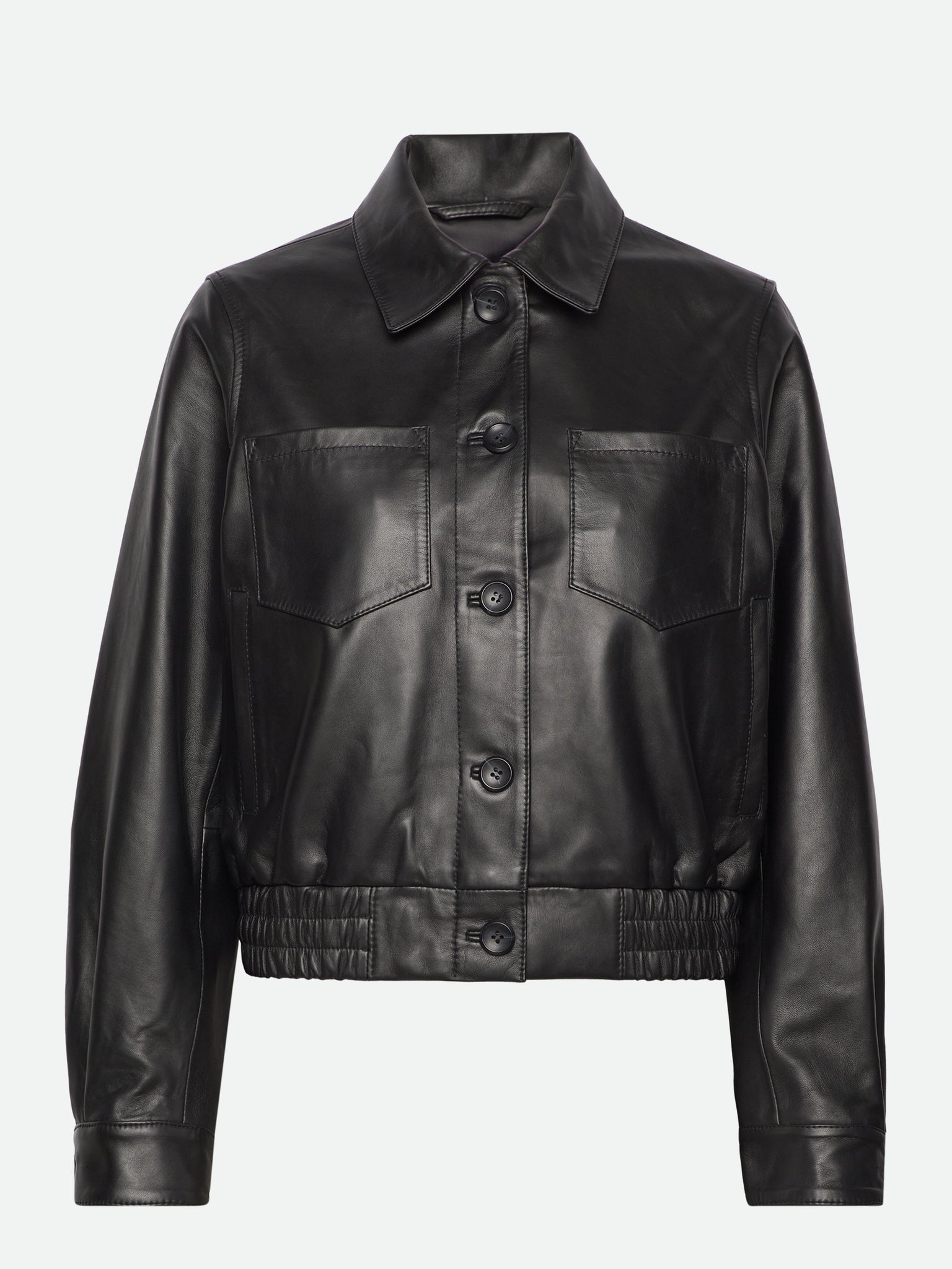 Leather bomber jacket