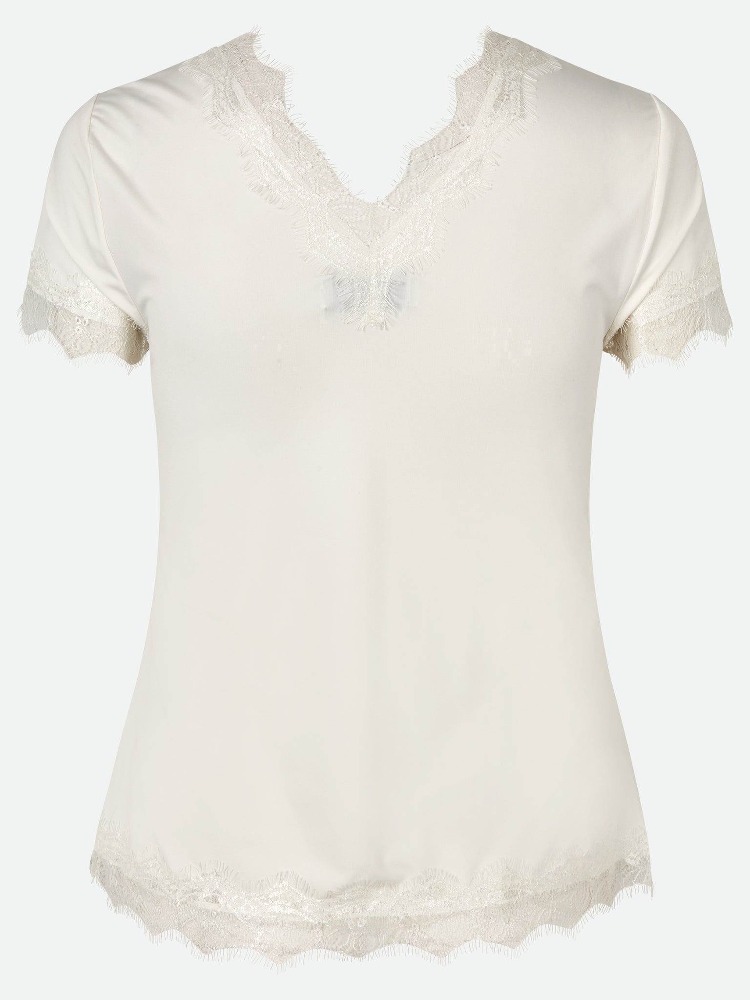 V-neck lace T-shirt