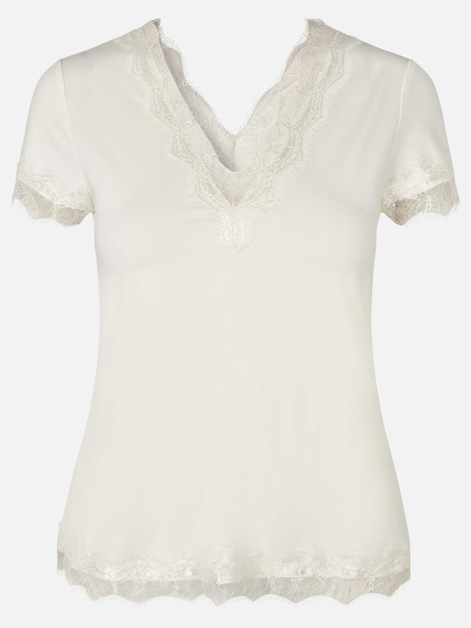 V-neck lace T-shirt