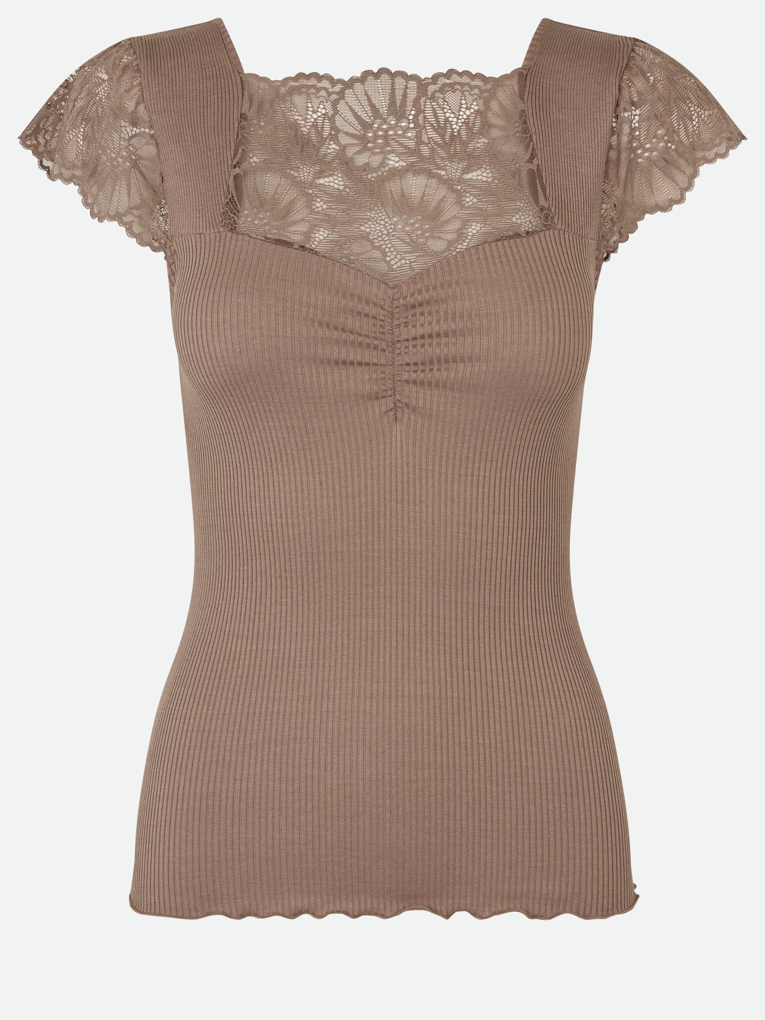 Silk t-shirt with lace