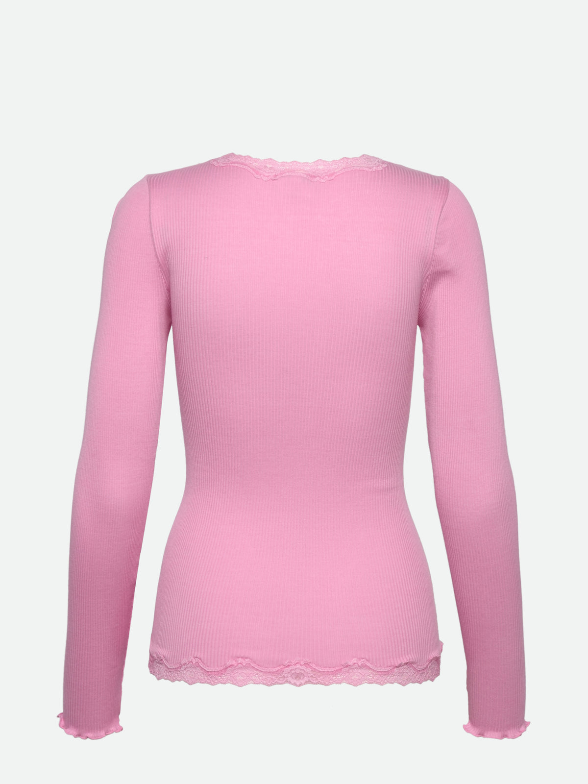 RWBabette silke-cardigan med lang erme, V-hals og blonder
