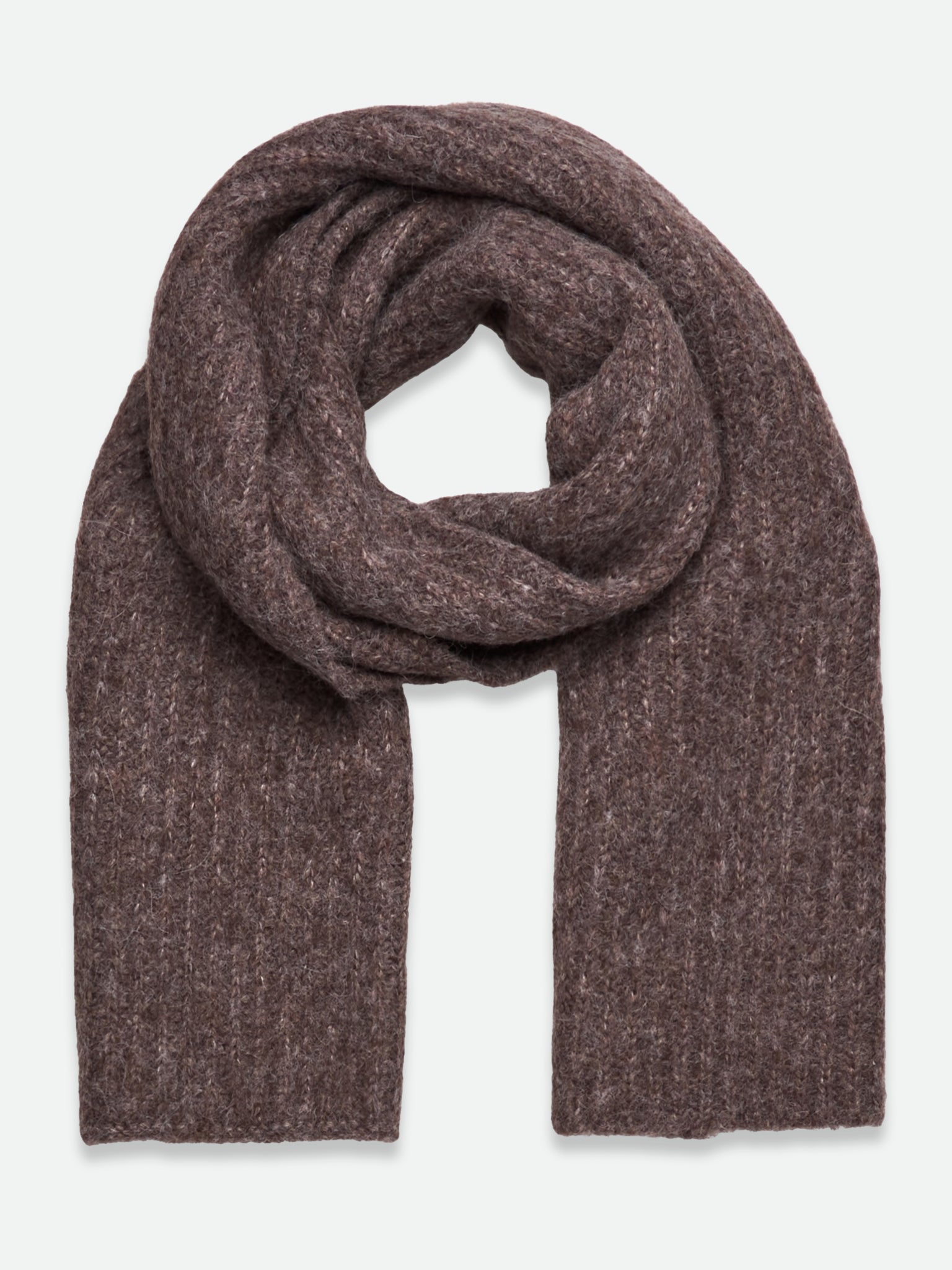 RWTulip Wool Blend Rib Knit Scarf SCARF Rosemunde Woman 0 brown grey mel