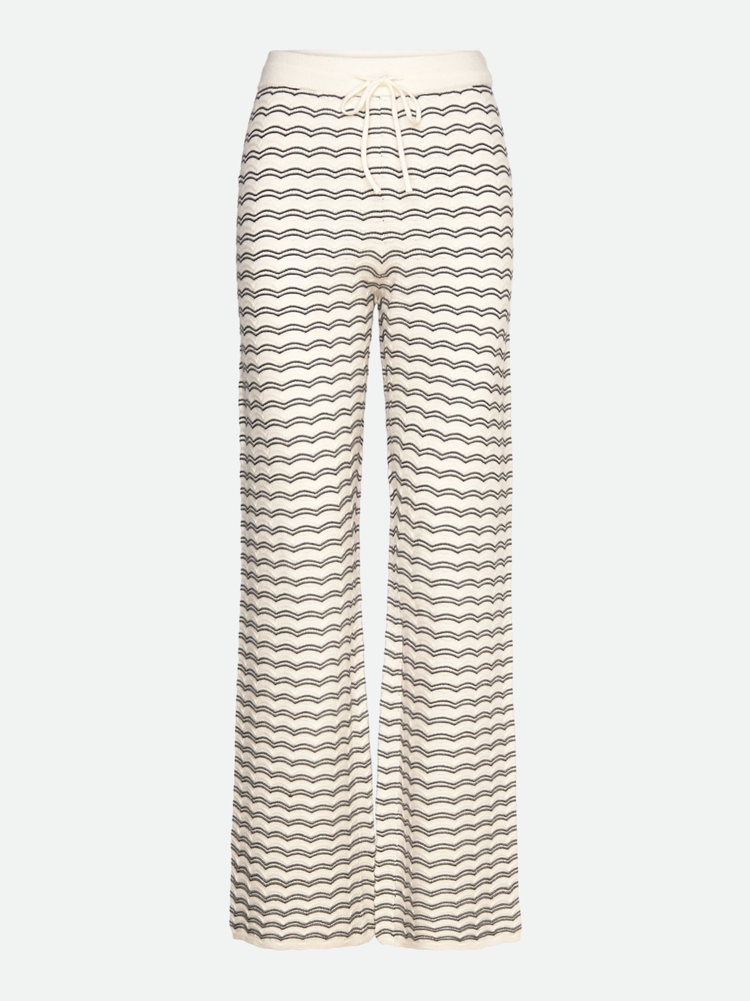 RWSanna MW Straight Trousers TROUSERS Rosemunde Woman XS Ivory w/black stripe