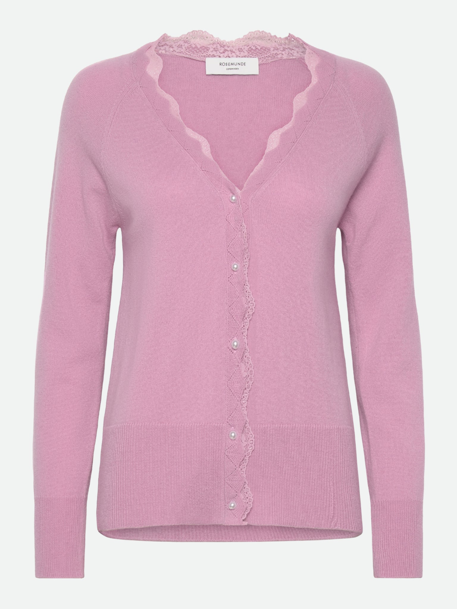 RWLaica Cashmere Longsleeve V-neck Lace Cardigan CARDIGAN Rosemunde Woman S dawn pink