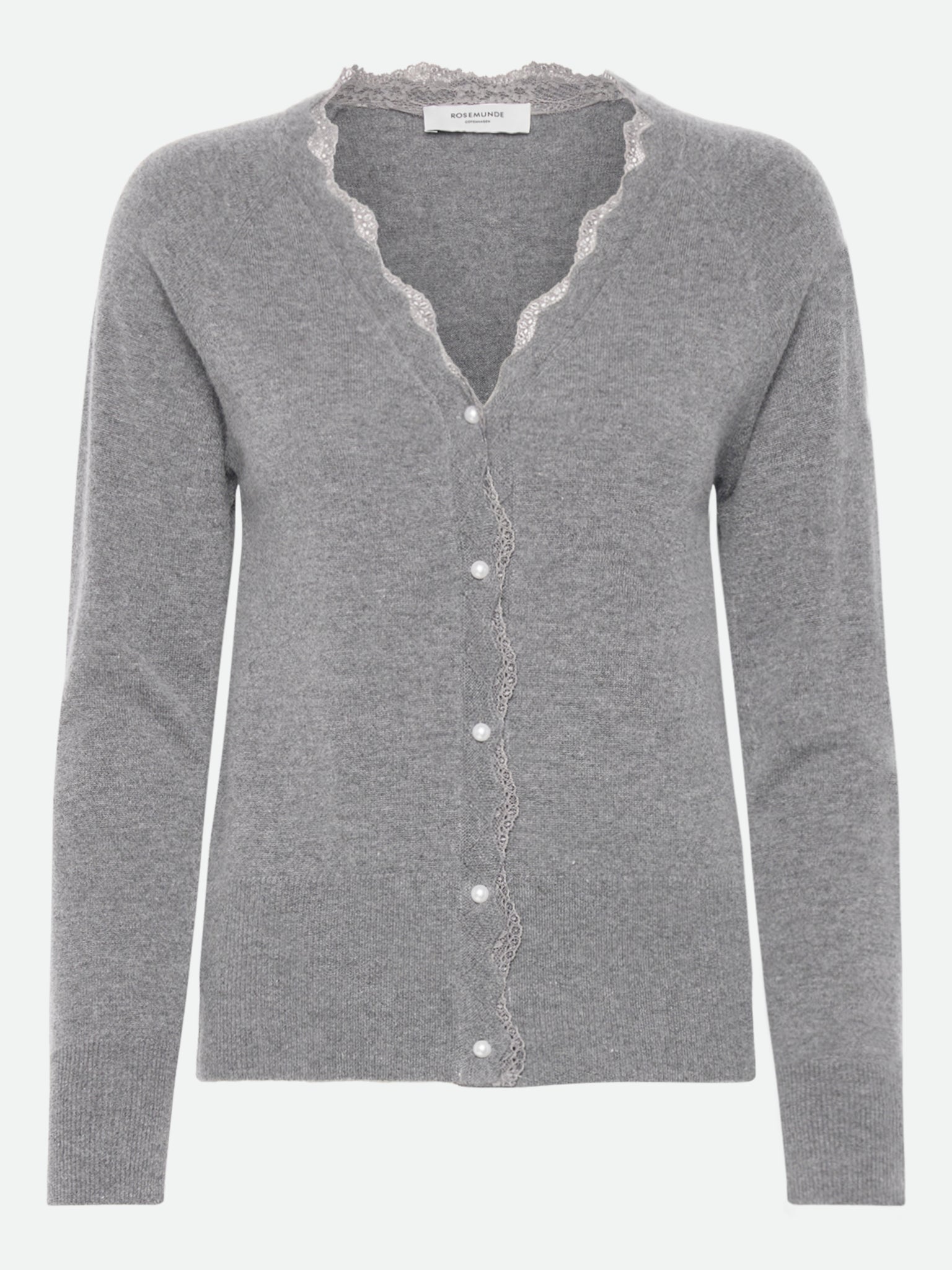 RWLaica Cashmere Longsleeve V-neck Lace Cardigan CARDIGAN Rosemunde Woman XS light grey melange