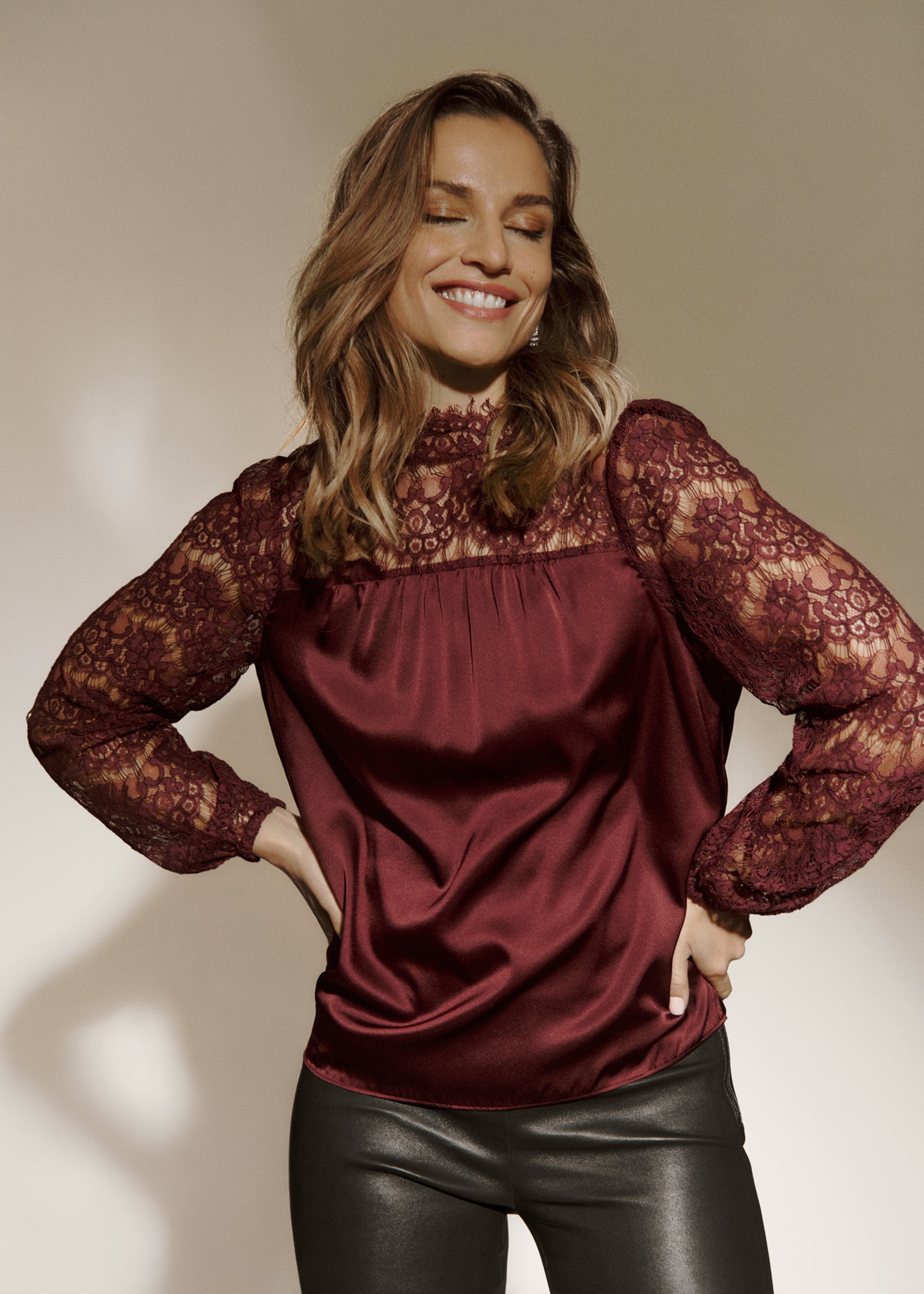 RWJade Silk LS Lace Blouse BLOUSE Rosemunde Woman