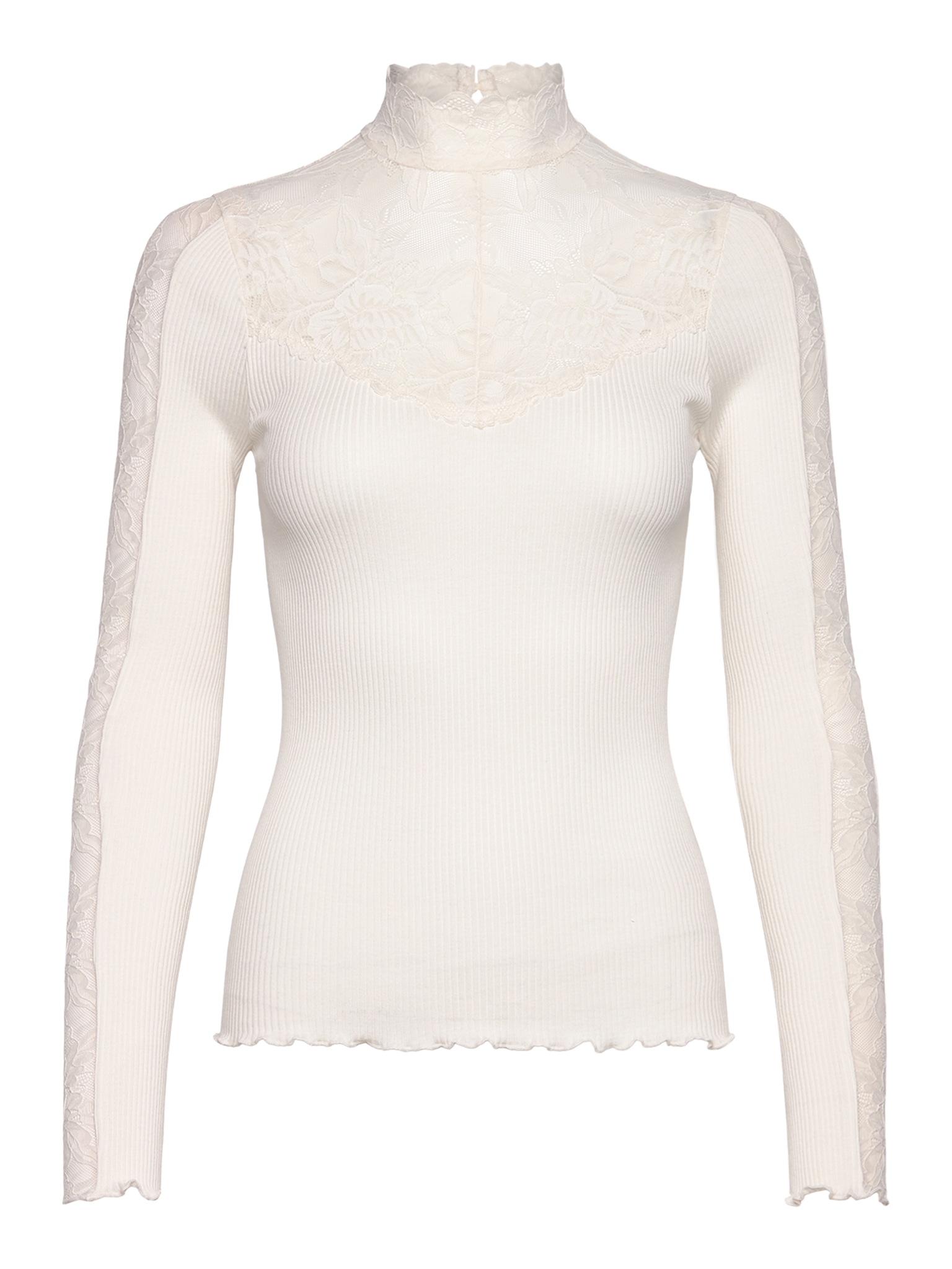 RWBeatha Silk LS Lace T-neck T-shirt T-SHIRT LS Rosemunde Woman XS ivory