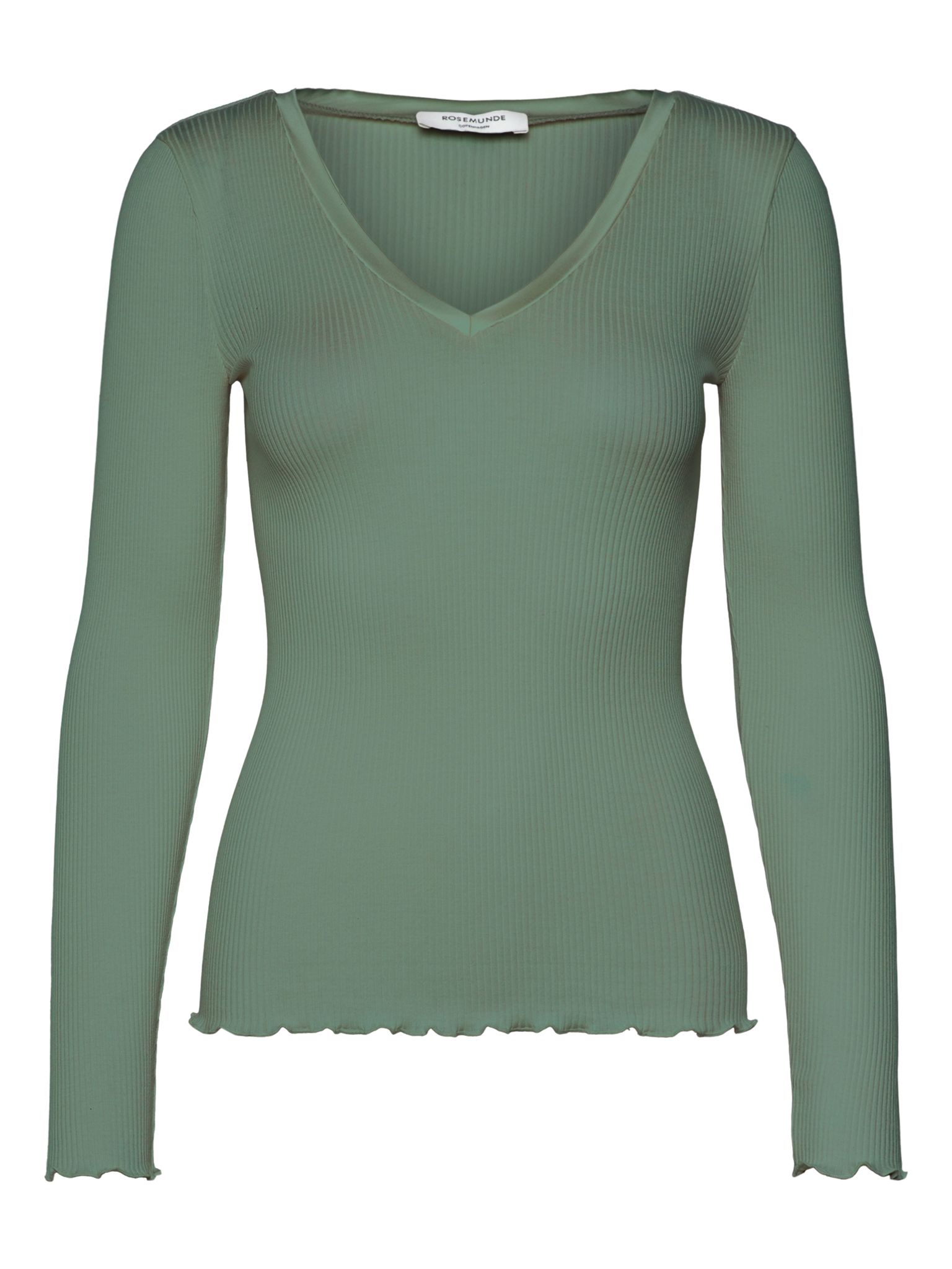 RWBeatha Silk V-Neck Satin Tape T-shirt T-SHIRT LS Rosemunde Woman M laurel wreath