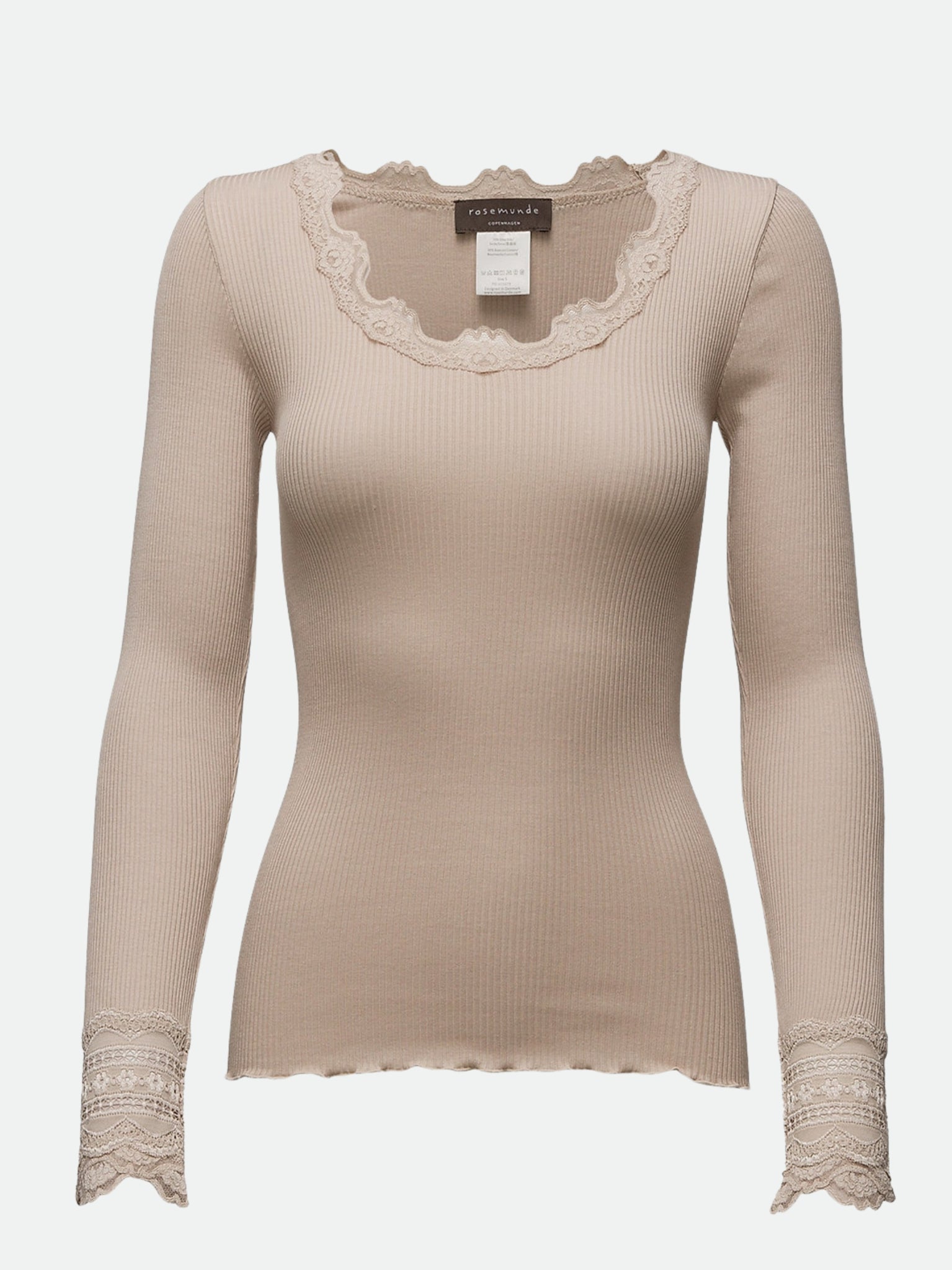 RWBenita Silk LS O-neck Lace T-shirt