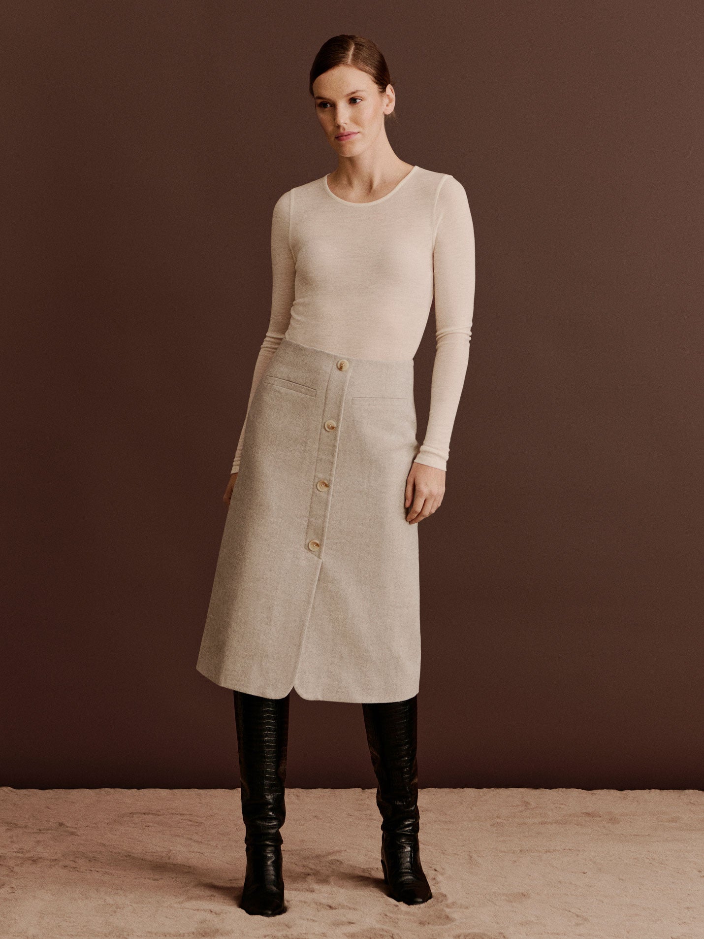 RWSophia Wool MW Long Skirt SKIRT Rosemunde Woman