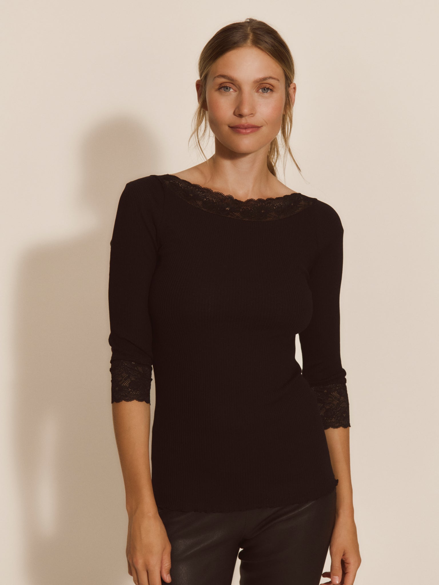 RWBeatha Silk 3/4 Sleeve Boatneck Lace T-shirt T-SHIRT LS Rosemunde Woman